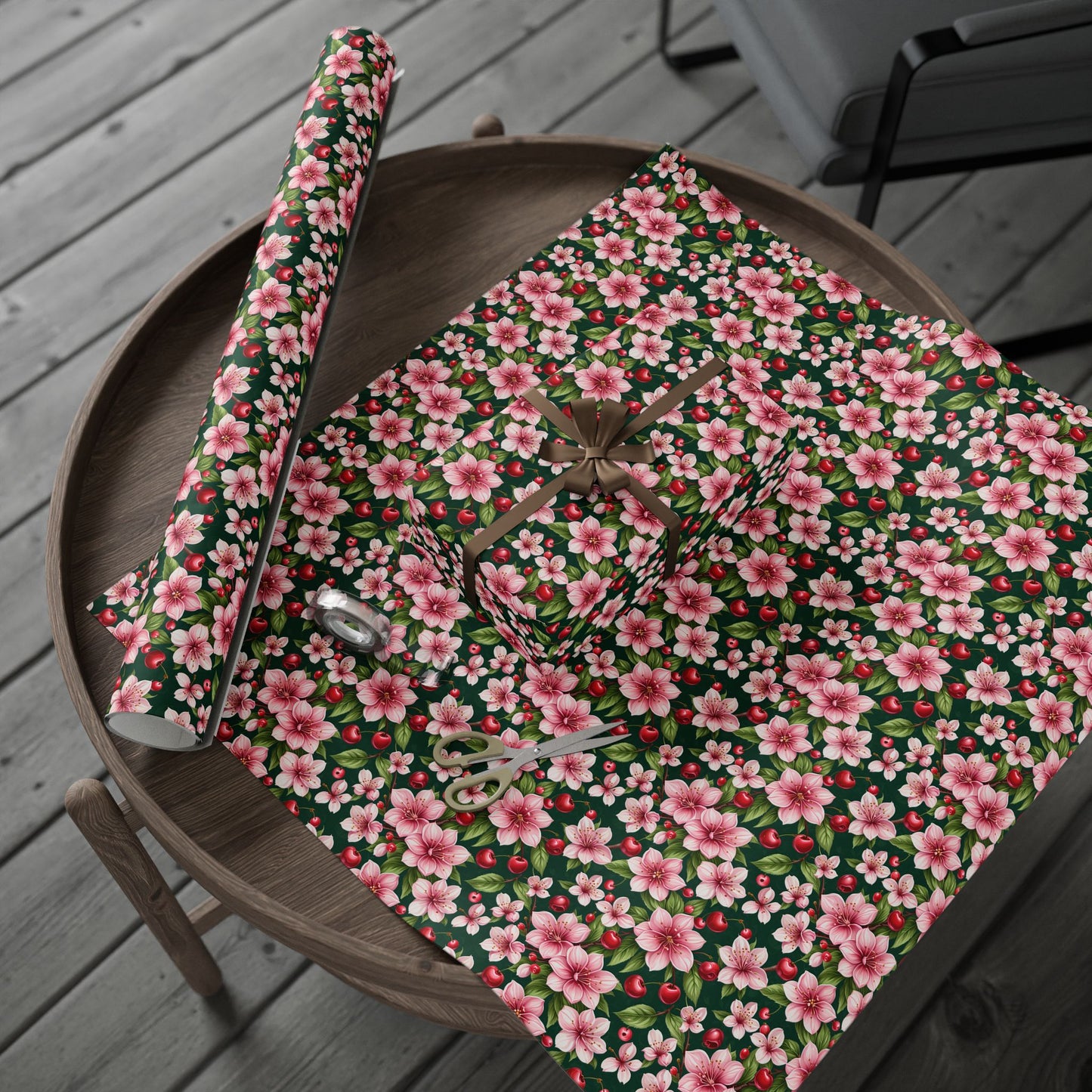 Wrapping Paper: Pink Cherry Floral Design