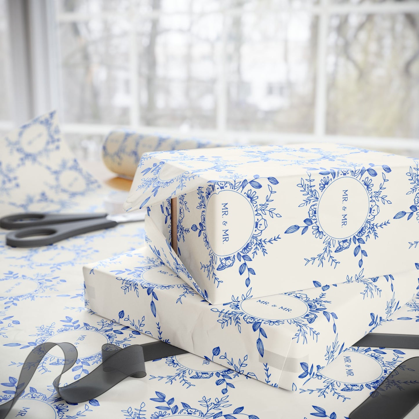 Mr. & Mr. Blue Gift Wrapping Paper