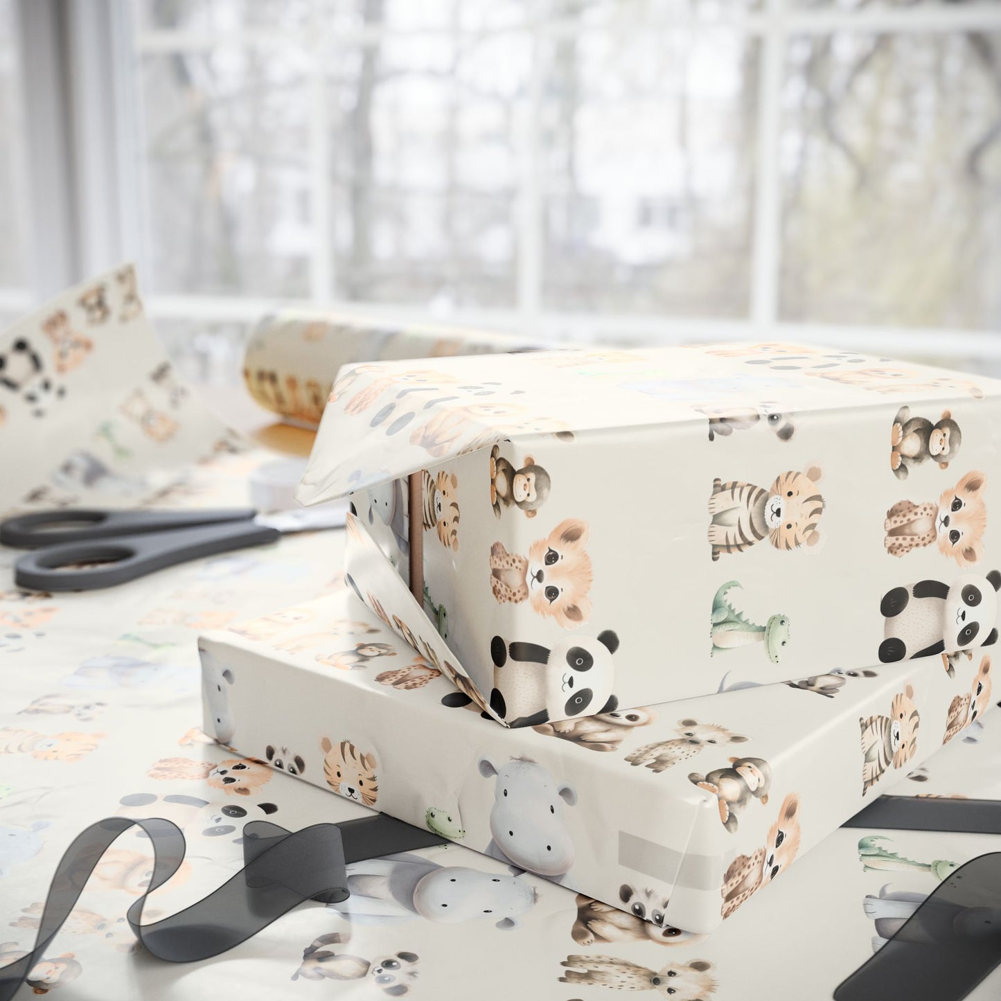 Cute Baby Jungle Animals Gift Wrap