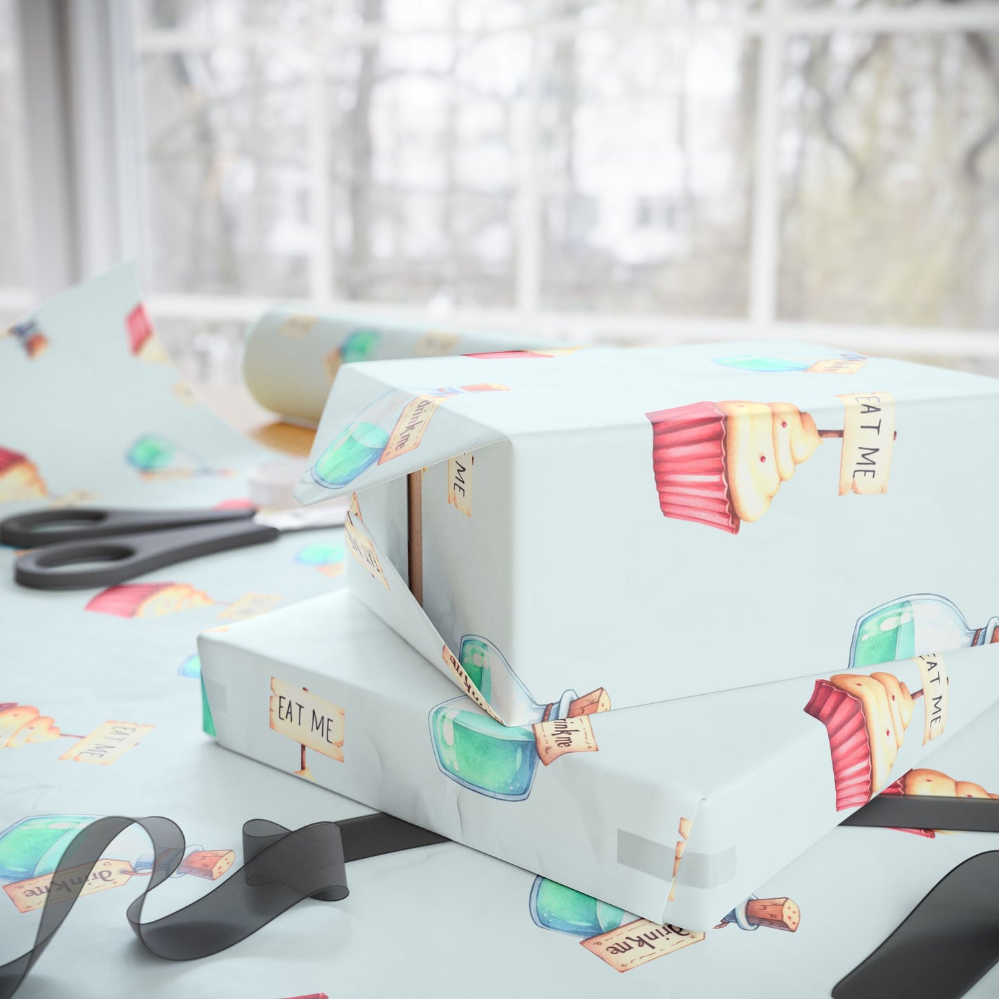Eat Me, Drink Me Alice in Wonderland Gift Wrap