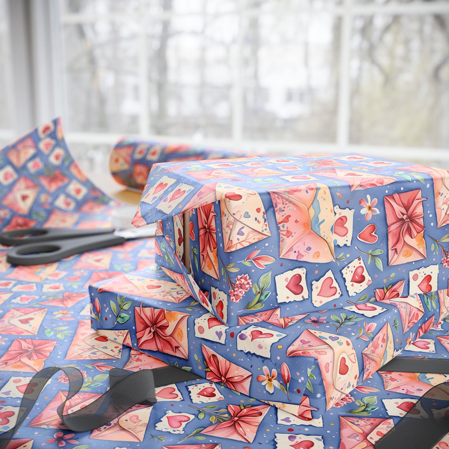 Valentine’s Day Hearts and Letter Wrapping Paper