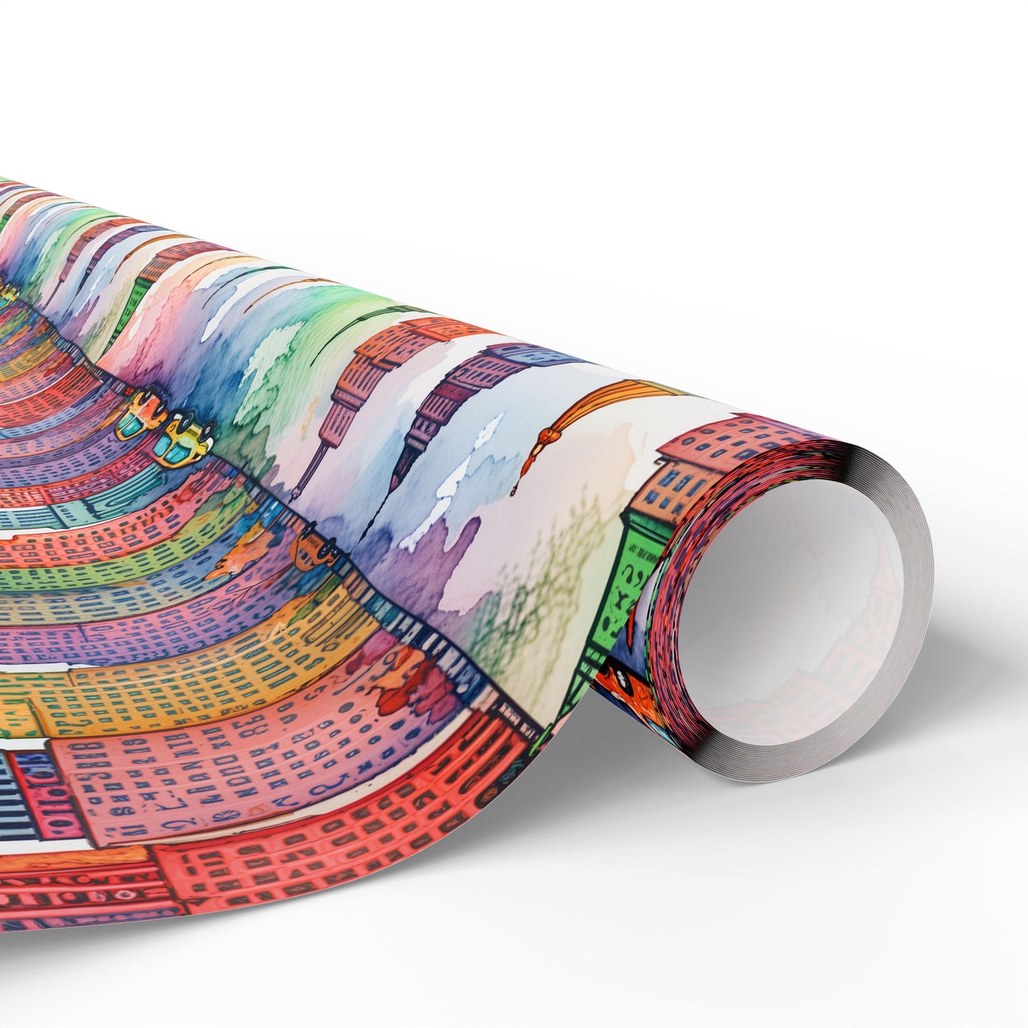 Abstract Cityscape Watercolor Gift Wrap