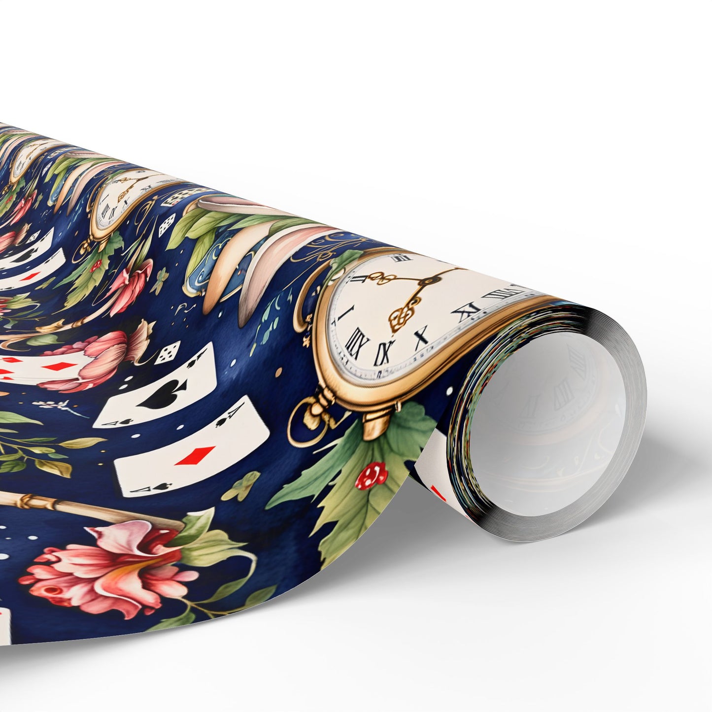 Enchanting Navy Gift Wrap inspired by Alice in Wonderland