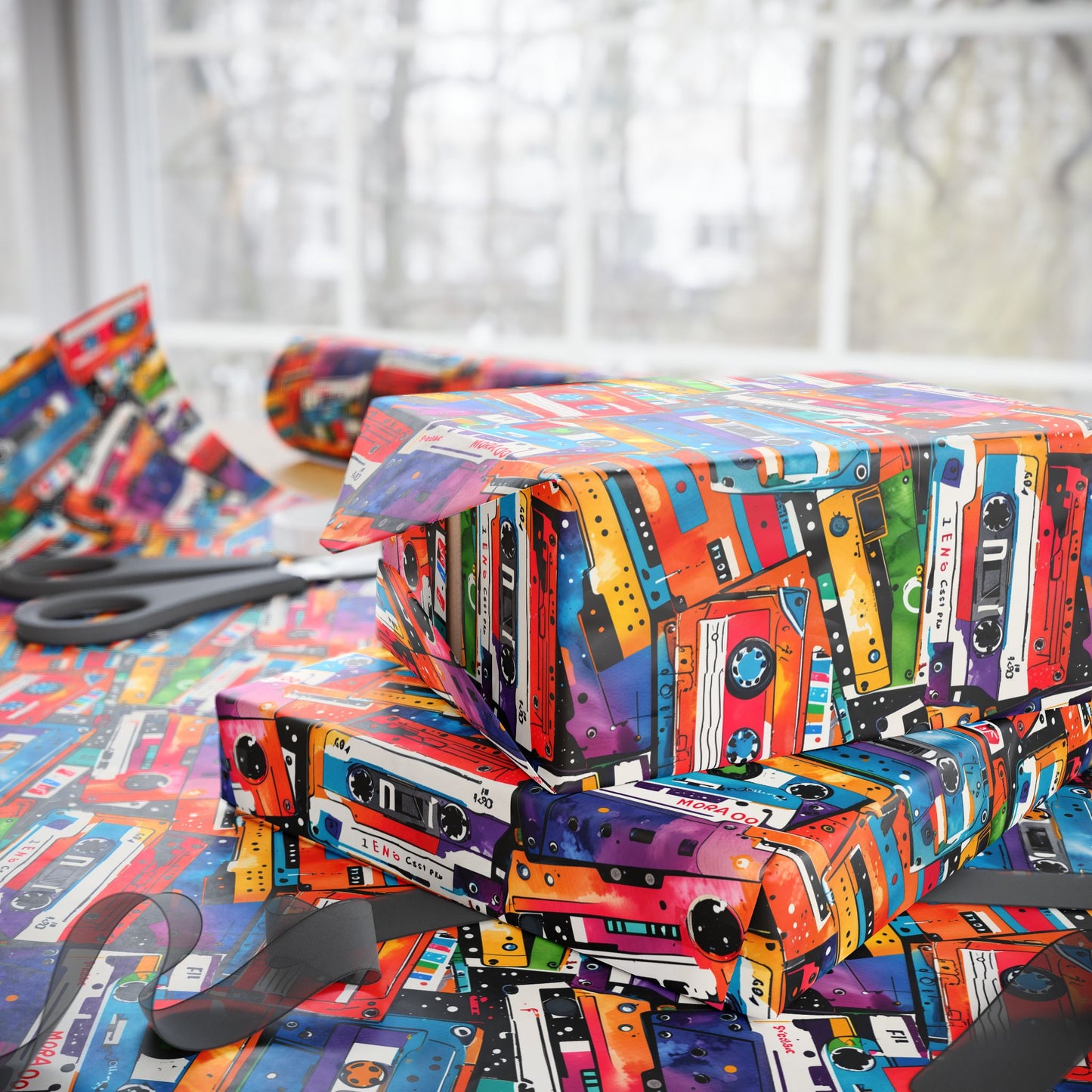 Vibrant Cassette Tape Retro Style Wrapping