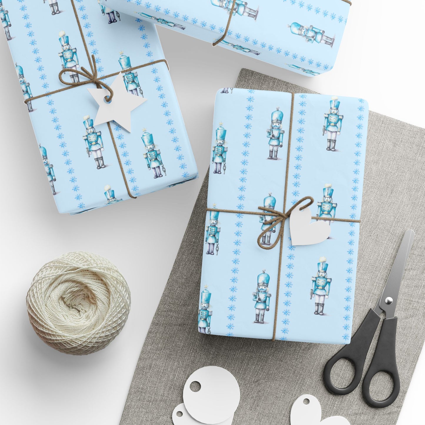 Ice Cracker Suite – Snowy Blue Nutcracker Wrapping Paper