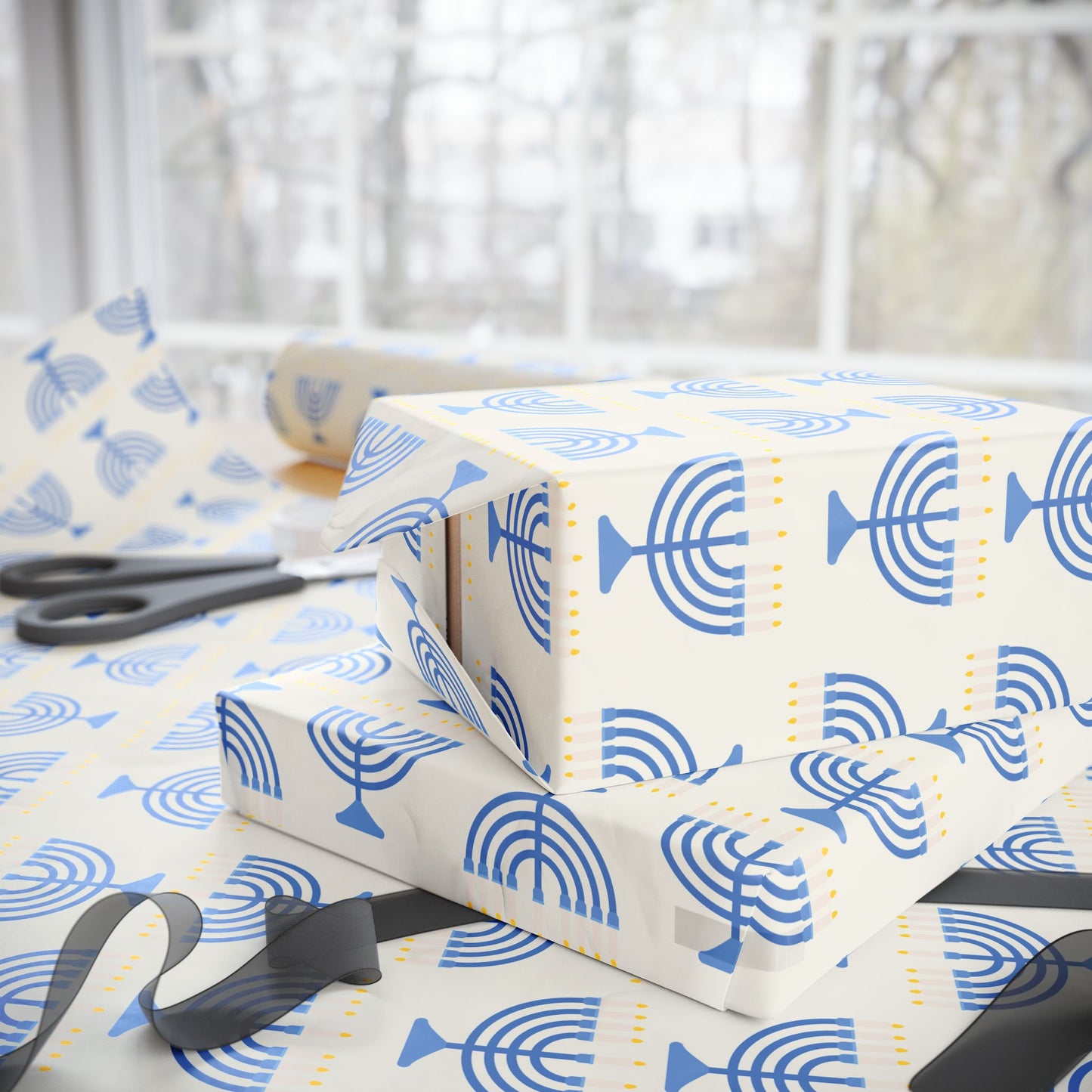 Hanukkah Menorah Wrapping Paper