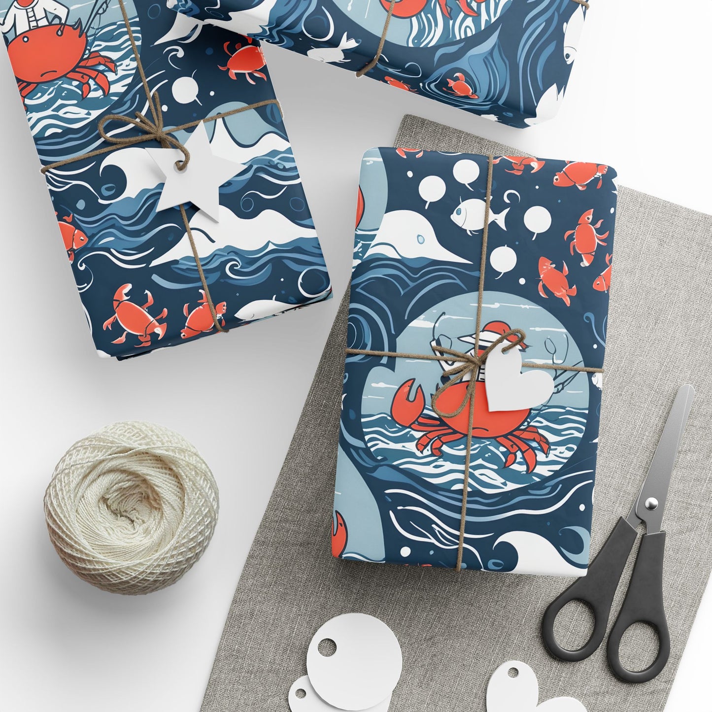 Silly Fisherman Wrapping Paper with Crab Design