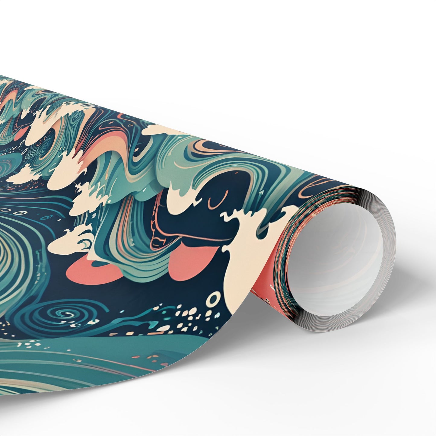 Ocean Wave Wrapping Papers - pink and blue