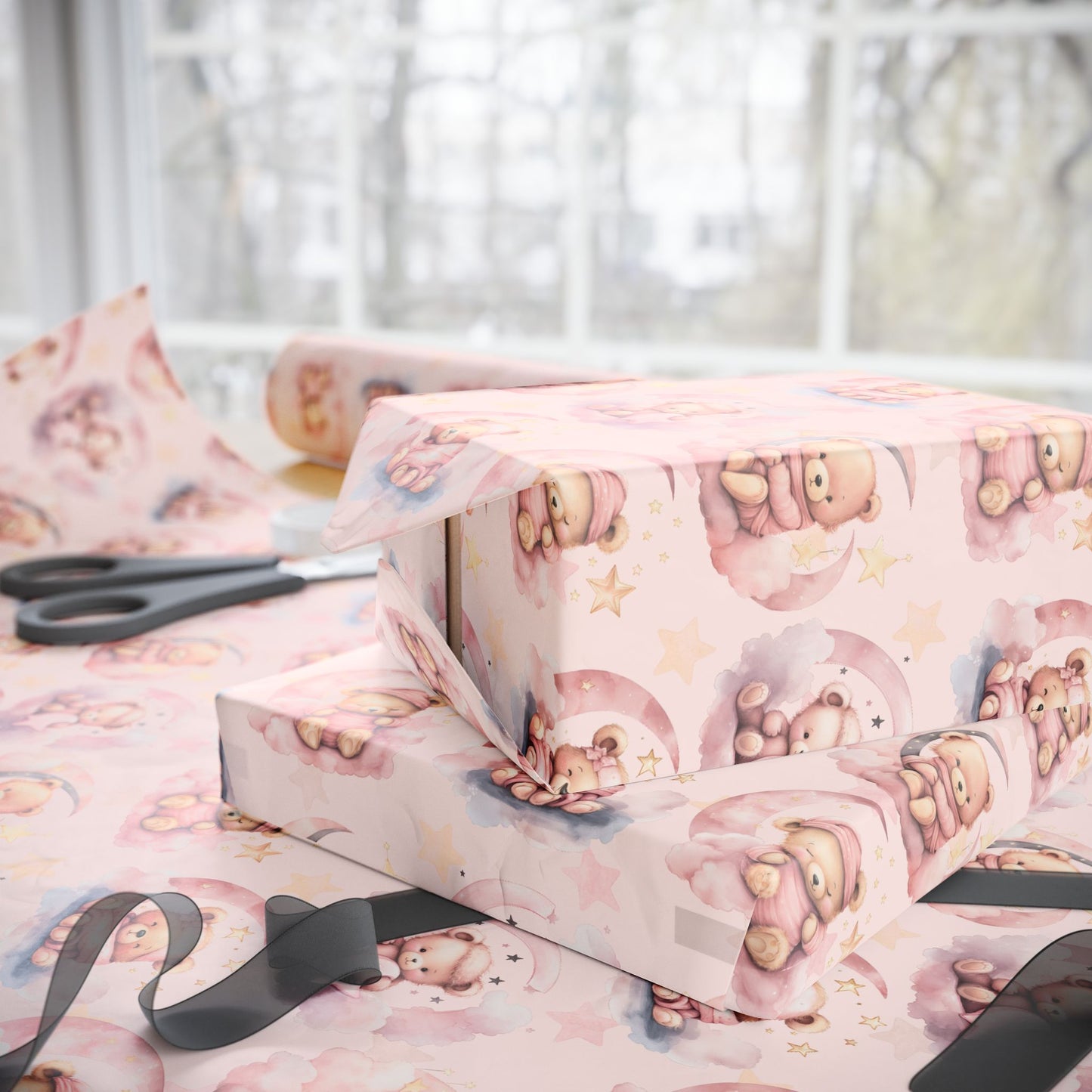 Sleepy Pink Bears Wrapping Papers