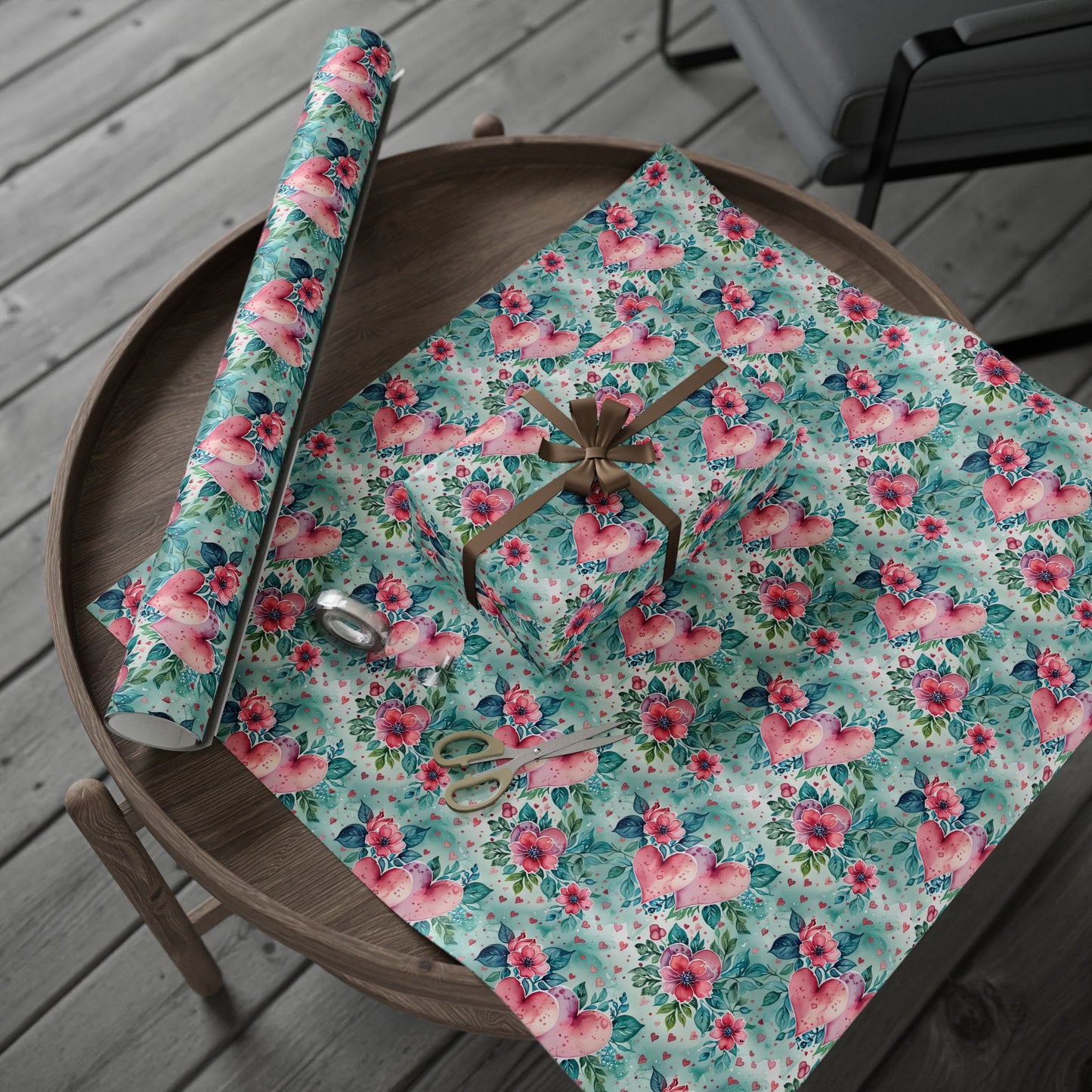 Blue & Pink Floral Gift Wrap