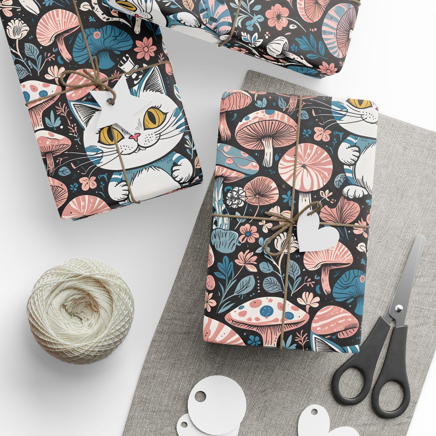 Whimsical Cheshire Cat Wrapping Paper Set - Alice in Wonderland