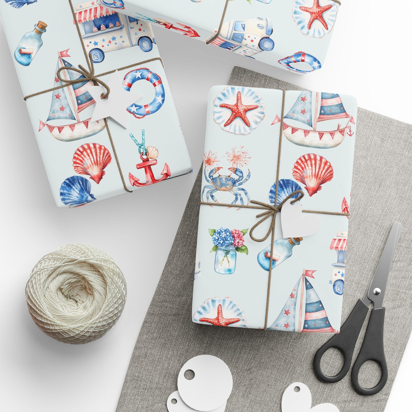 4th of July Nautical Beach Wrapping Paper