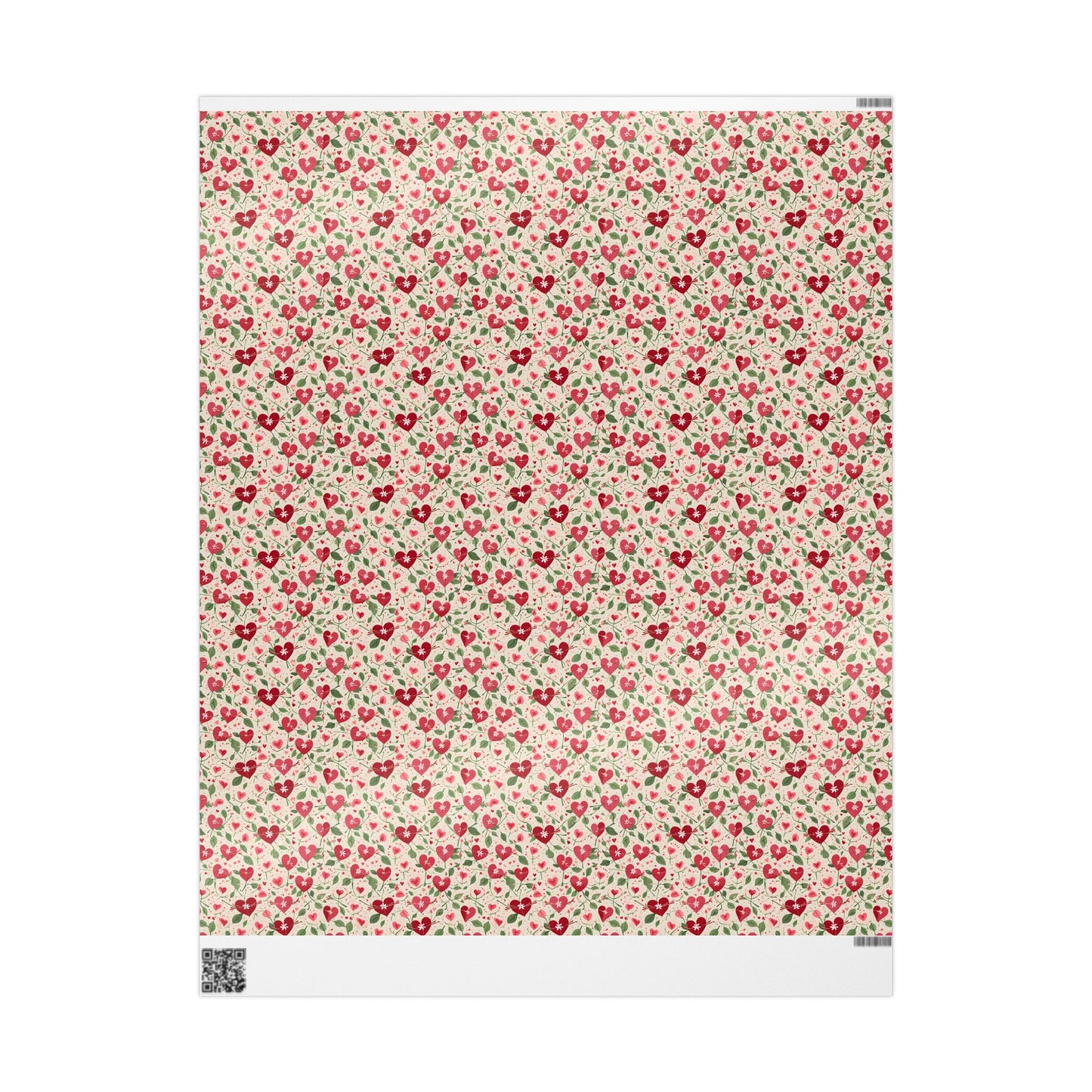 Orange Floral & Heart Wrapping Paper