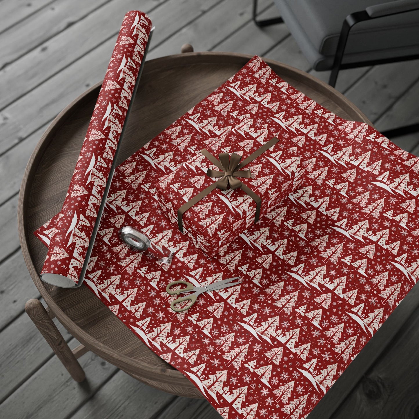 Nordic Noel – Red & White Forest Wrapping Paper