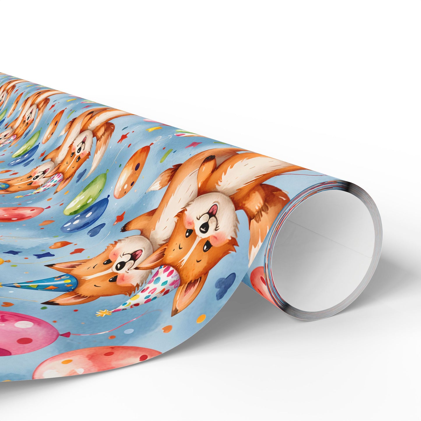 Cute Fox and Balloon Gift Wrap Birthday Party Decor for Kids or Cool Adults