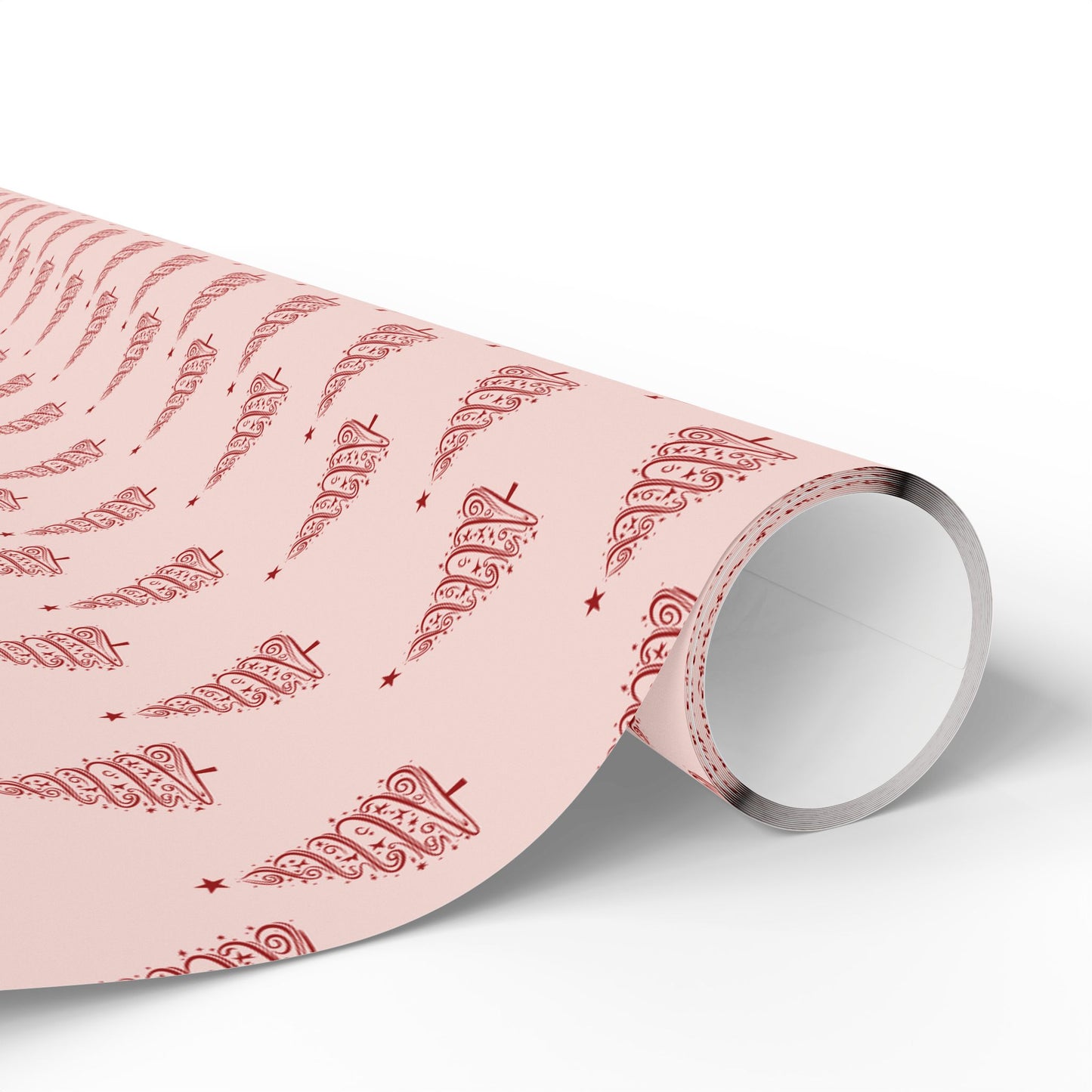 Twinkle Twirl – Pink & Red Swirl Tree Wrapping Paper