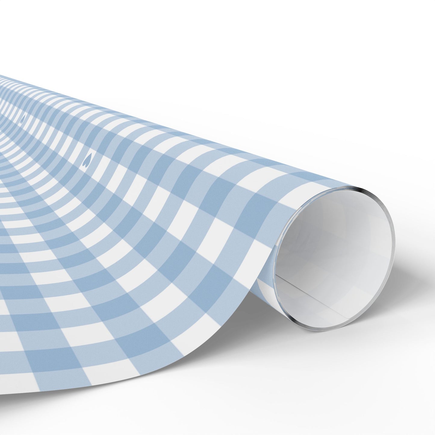 Gingham Blue with Small Hearts Wrapping Papers