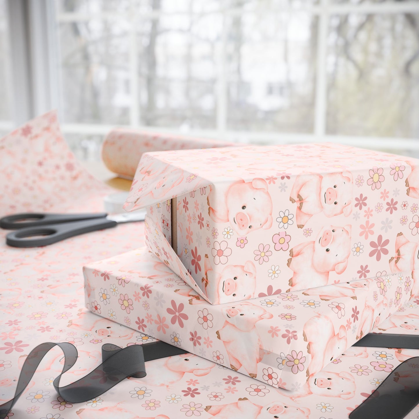 Cute Little Pink Pig Wrapping Paper