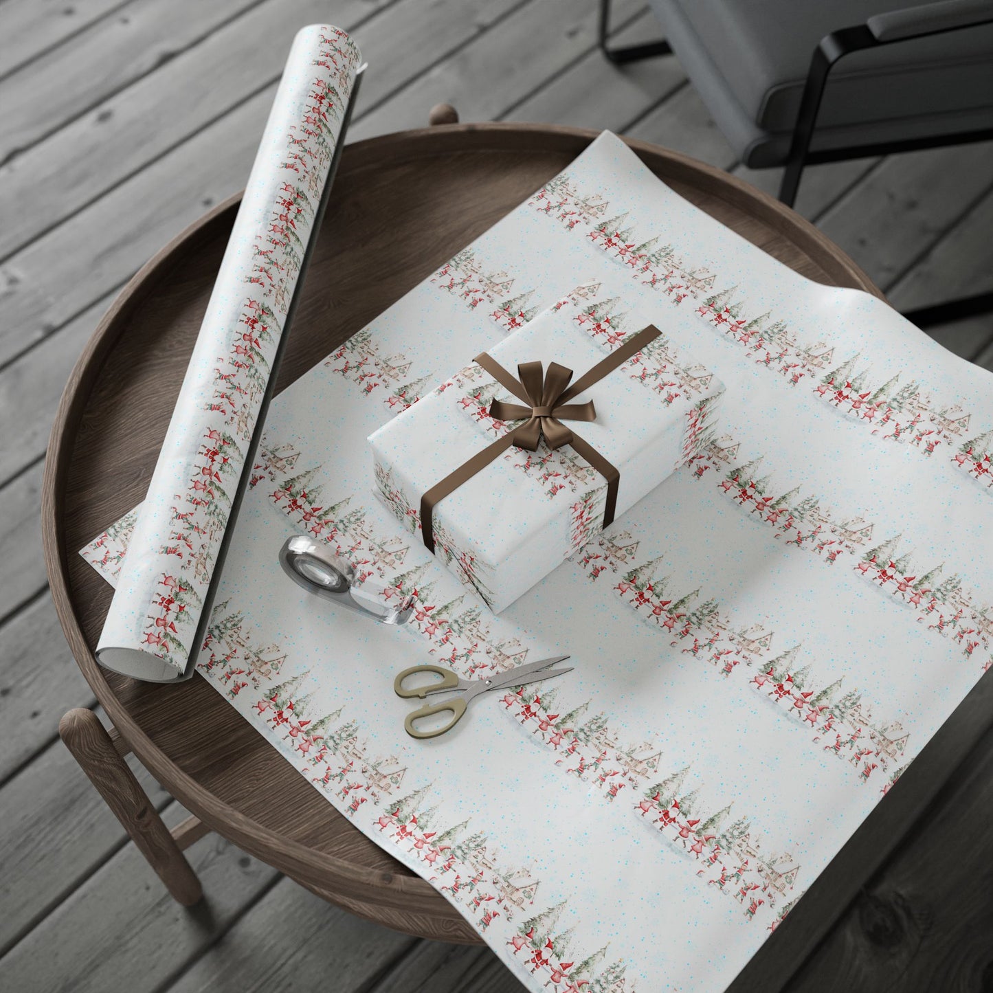 Tinsel Tango – Dancing Elves in a Winter Wonderland Wrapping Paper