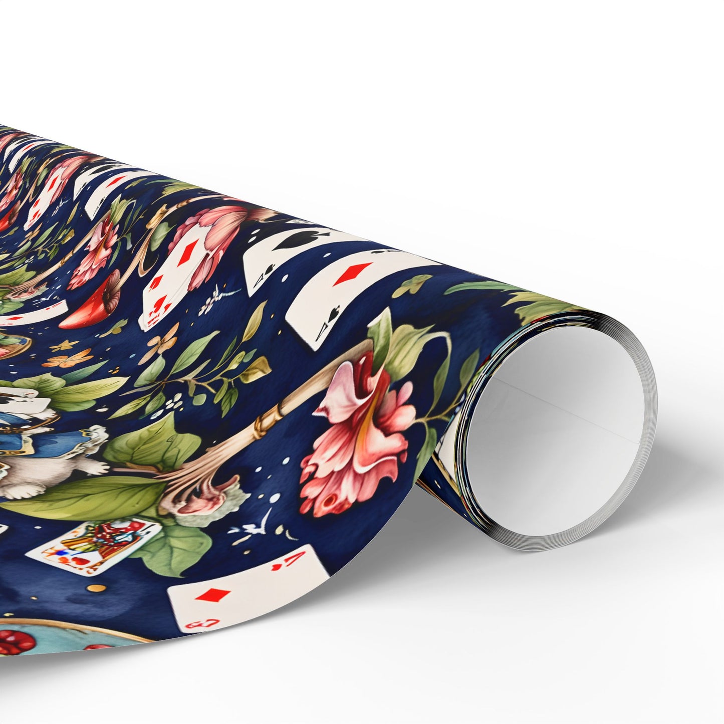 Enchanting Navy Gift Wrap inspired by Alice in Wonderland
