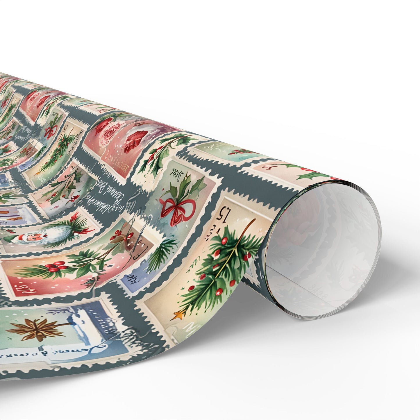 First - Class Festive – Vintage Holiday Stamps Wrapping Paper