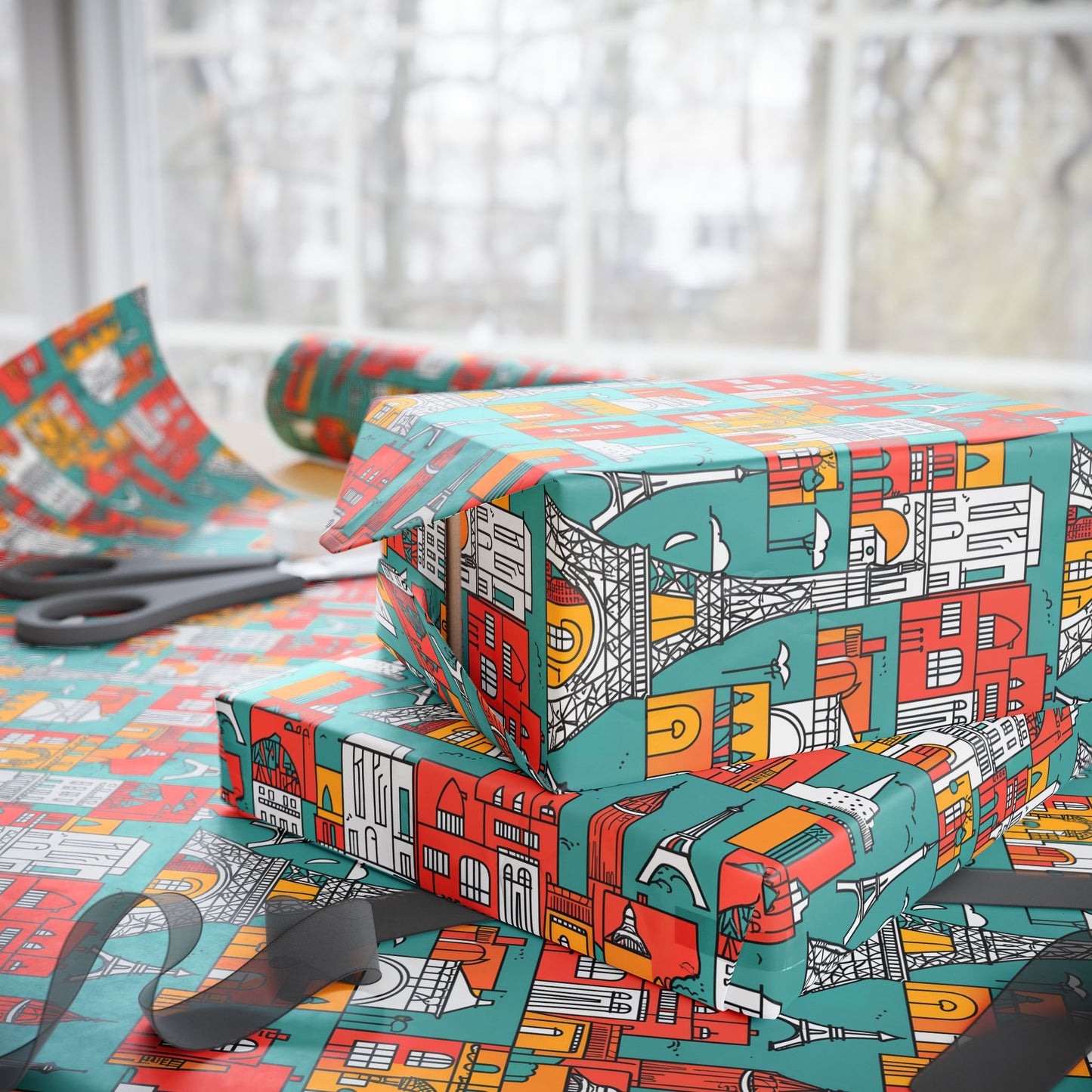 Colorful Cityscape Wrapping Paper