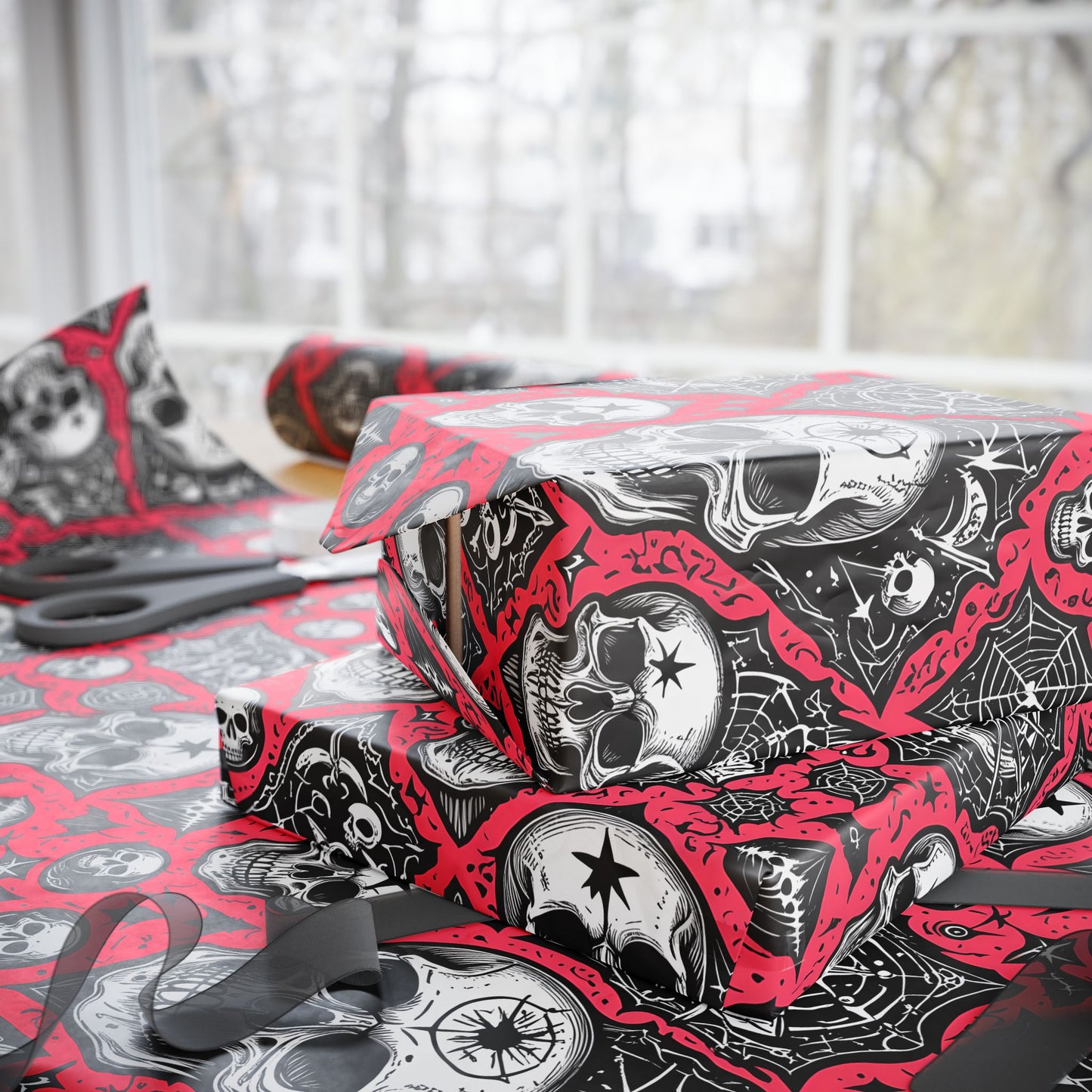 Pink Gothic Skull Wrapping Paper