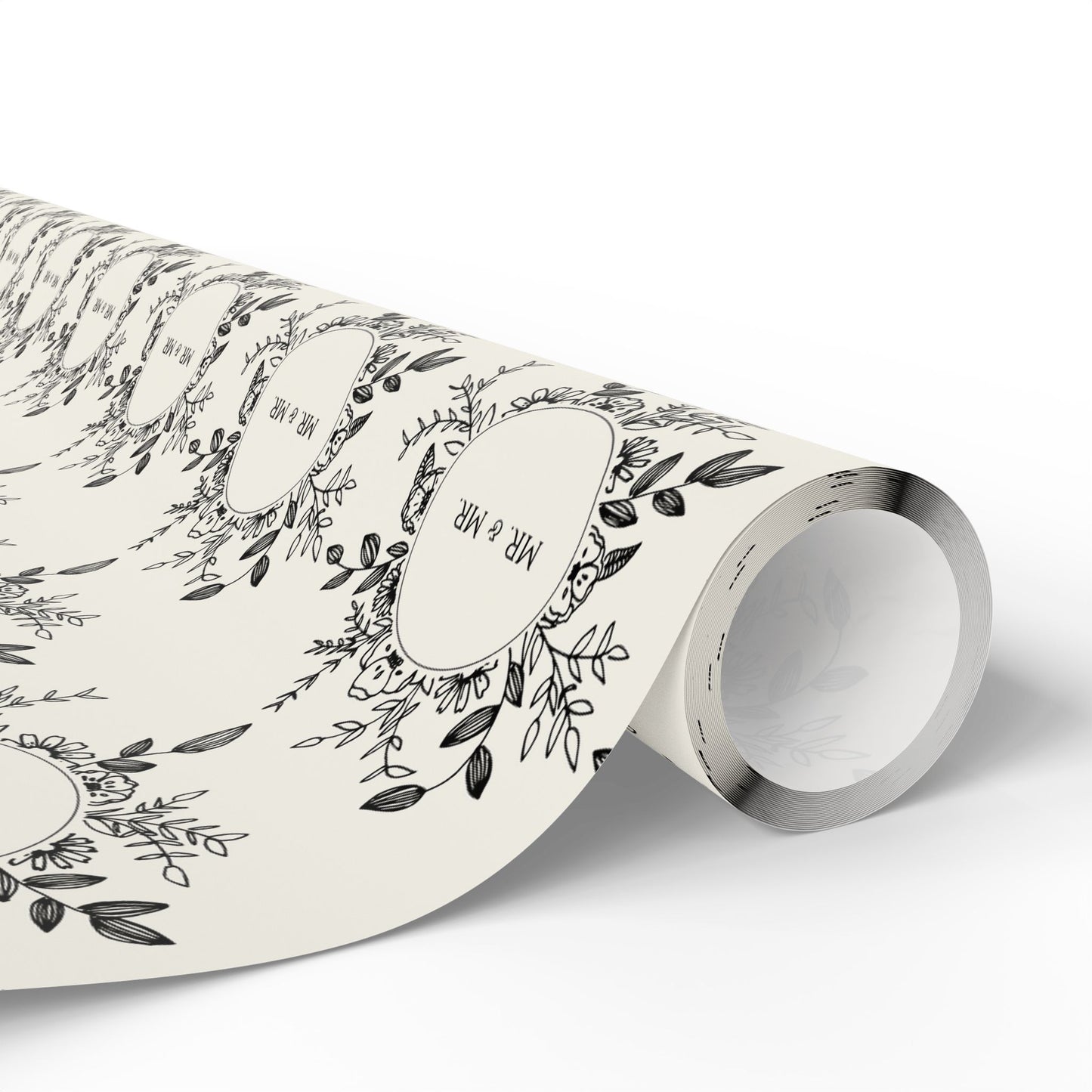 Mr. & Mr. Gift Wrapping Paper in Black & White