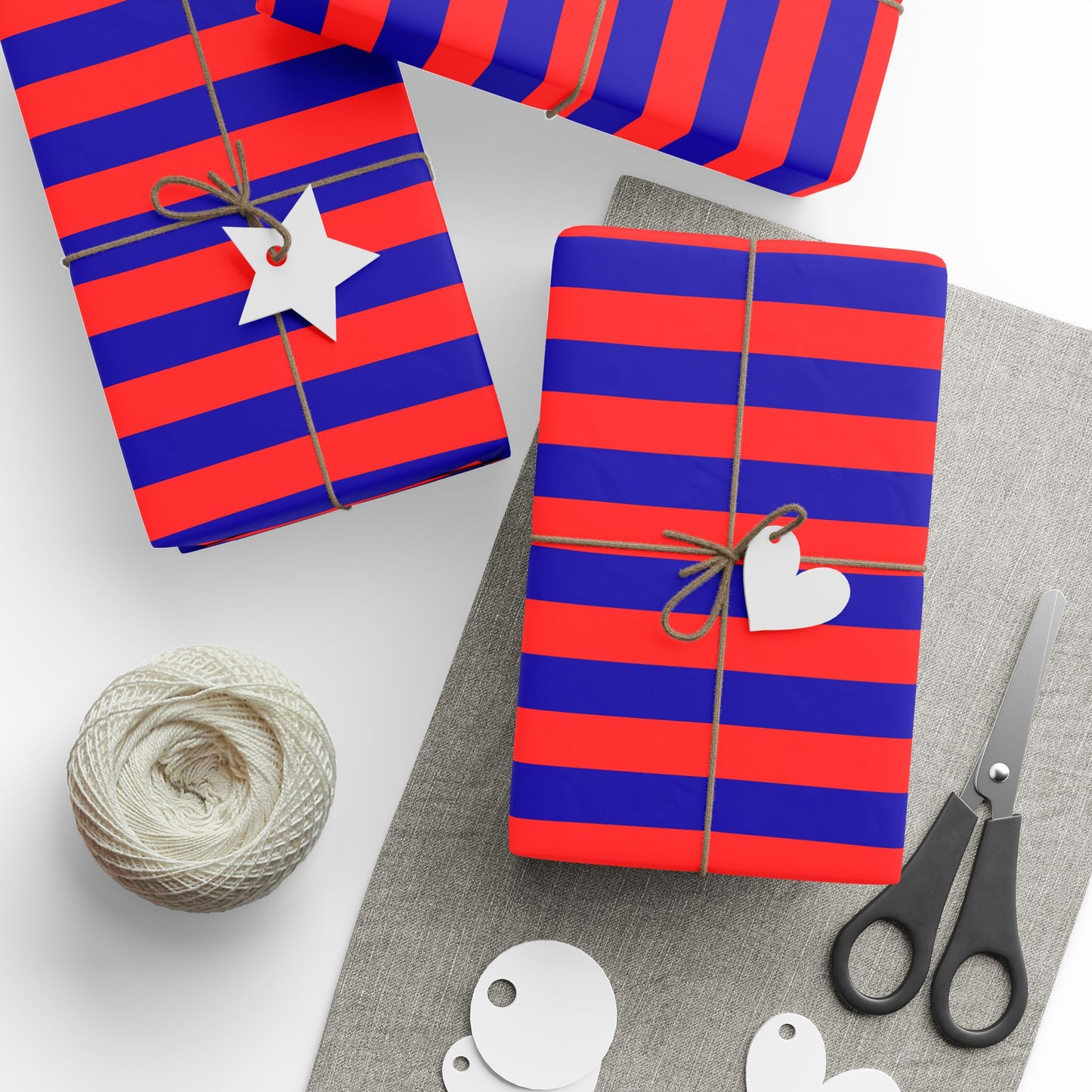 Stripe Hype – Bold Red & Blue Graphic Stripe Wrapping Paper