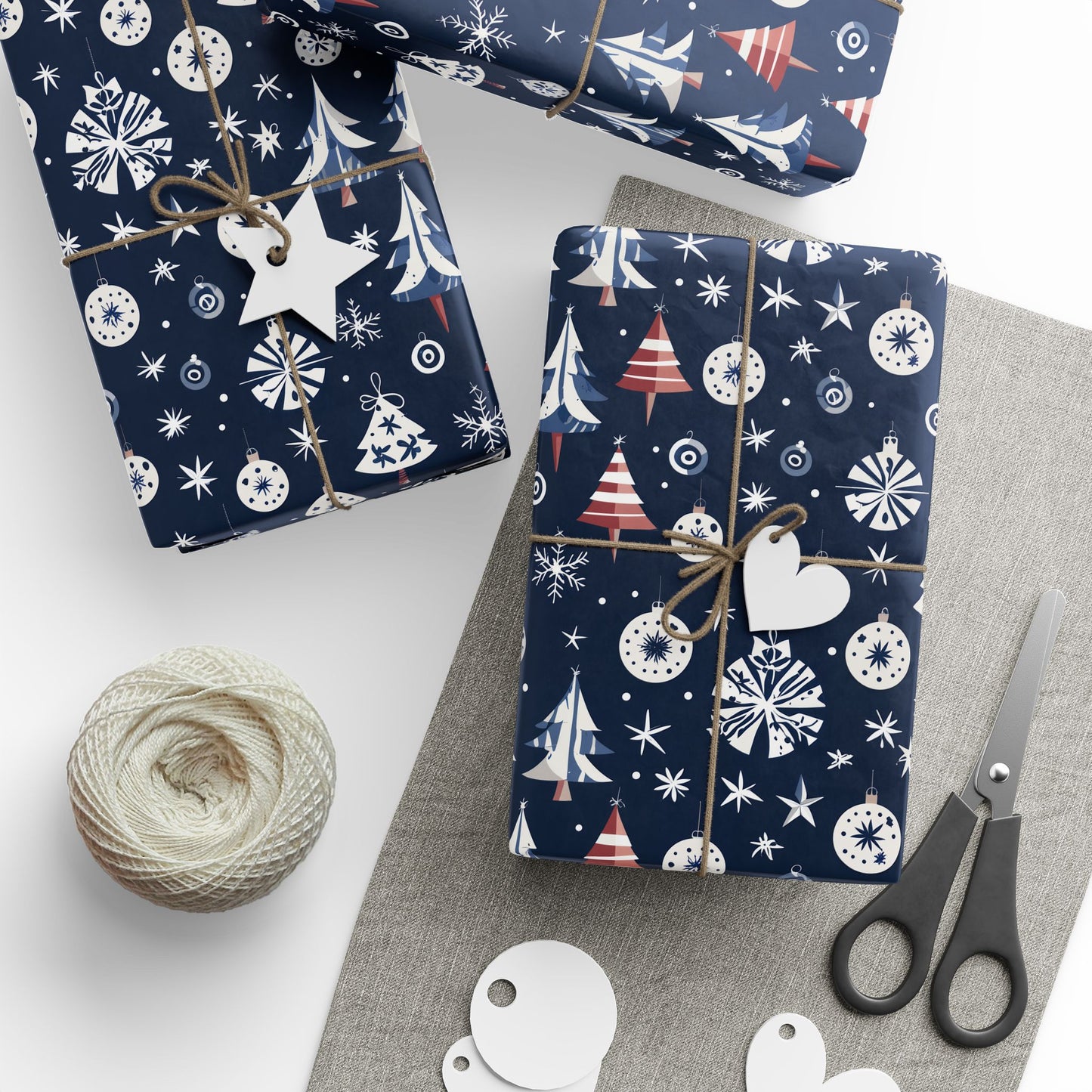 Stylish Navy Christmas Gift Wrap