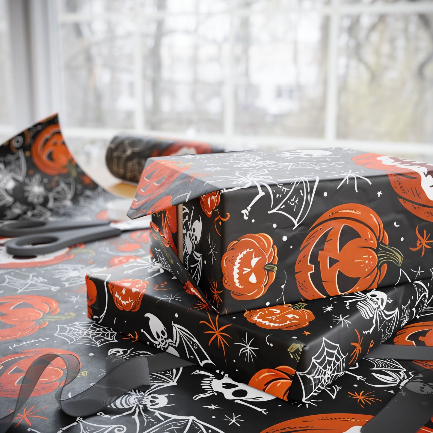 Black & Orange Halloween Wrapping Paper