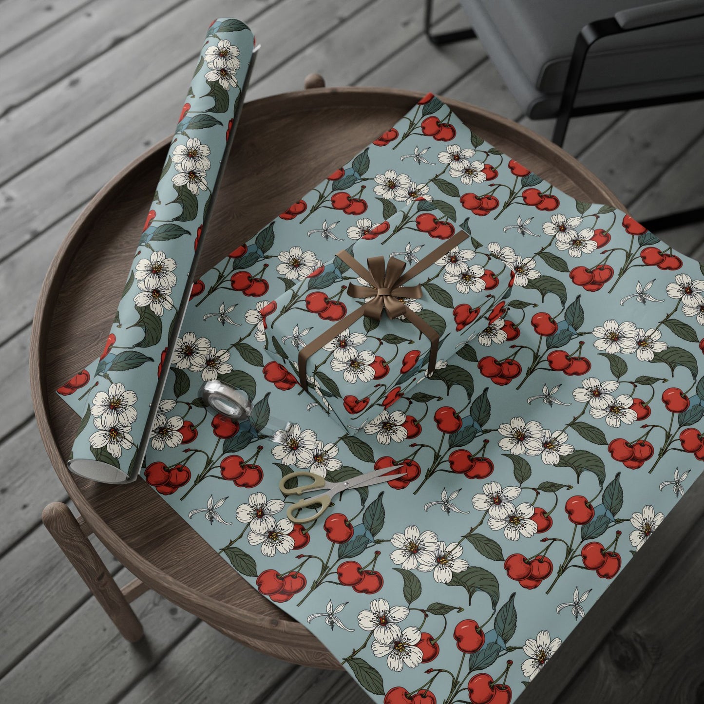 Chic Vintage Gift Wrapping Papers with Cherry Blossoms