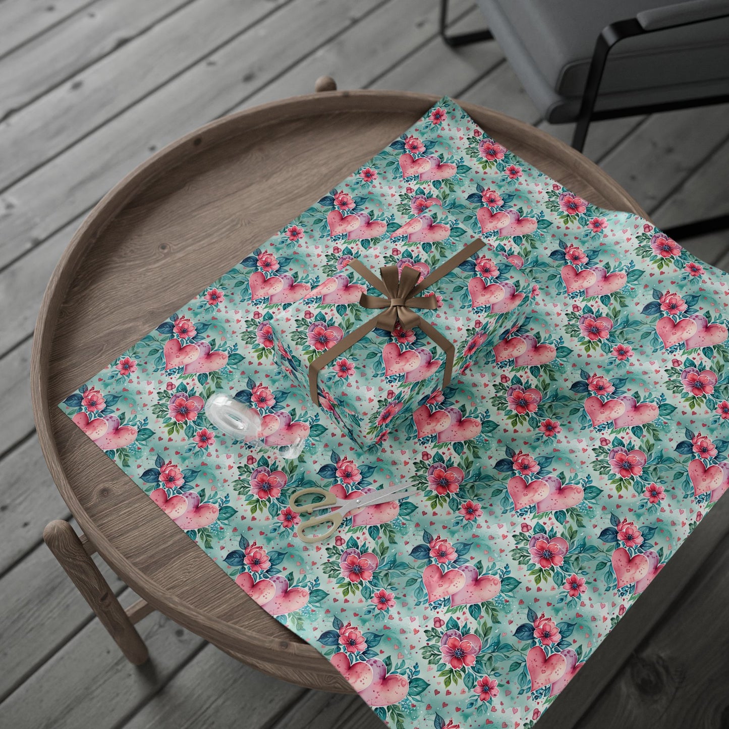Blue & Pink Floral Gift Wrap