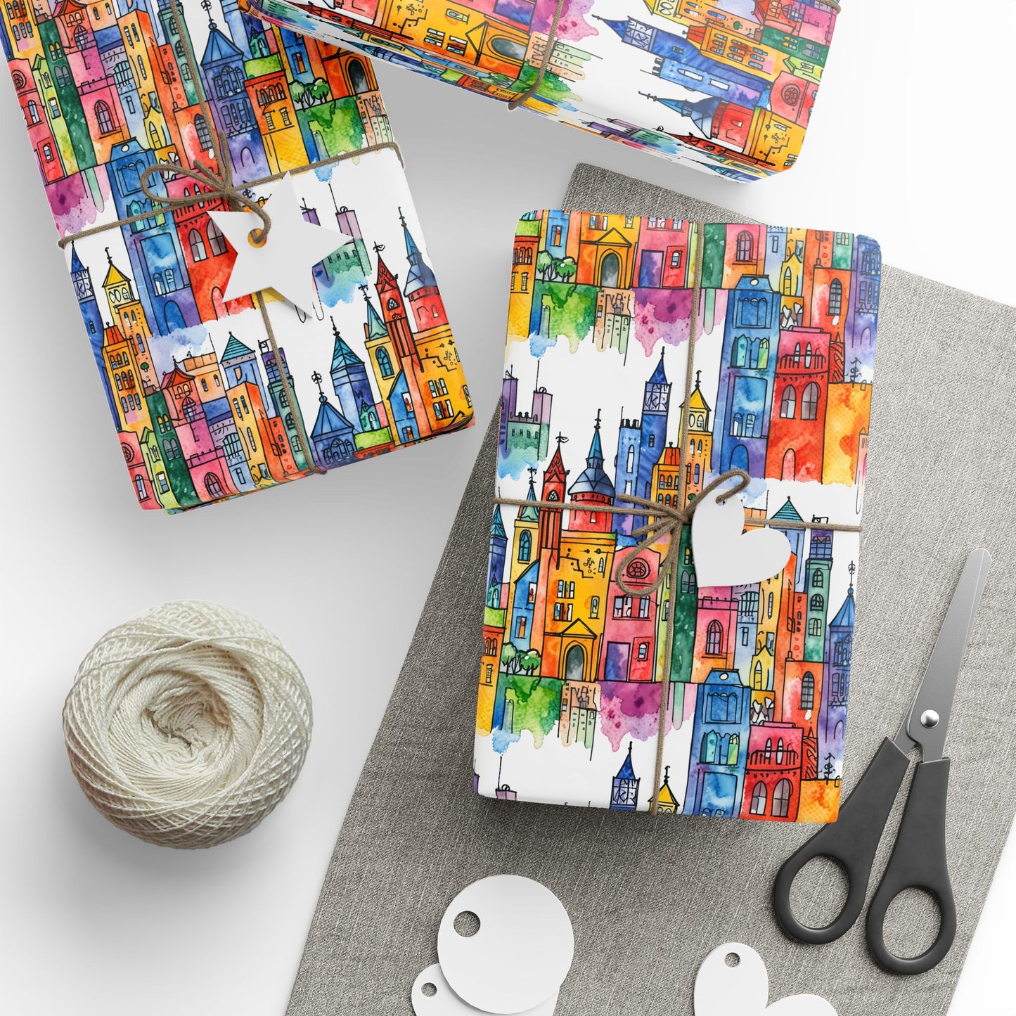 Colorful Cityscape Wrapping Paper - Gift Wrap