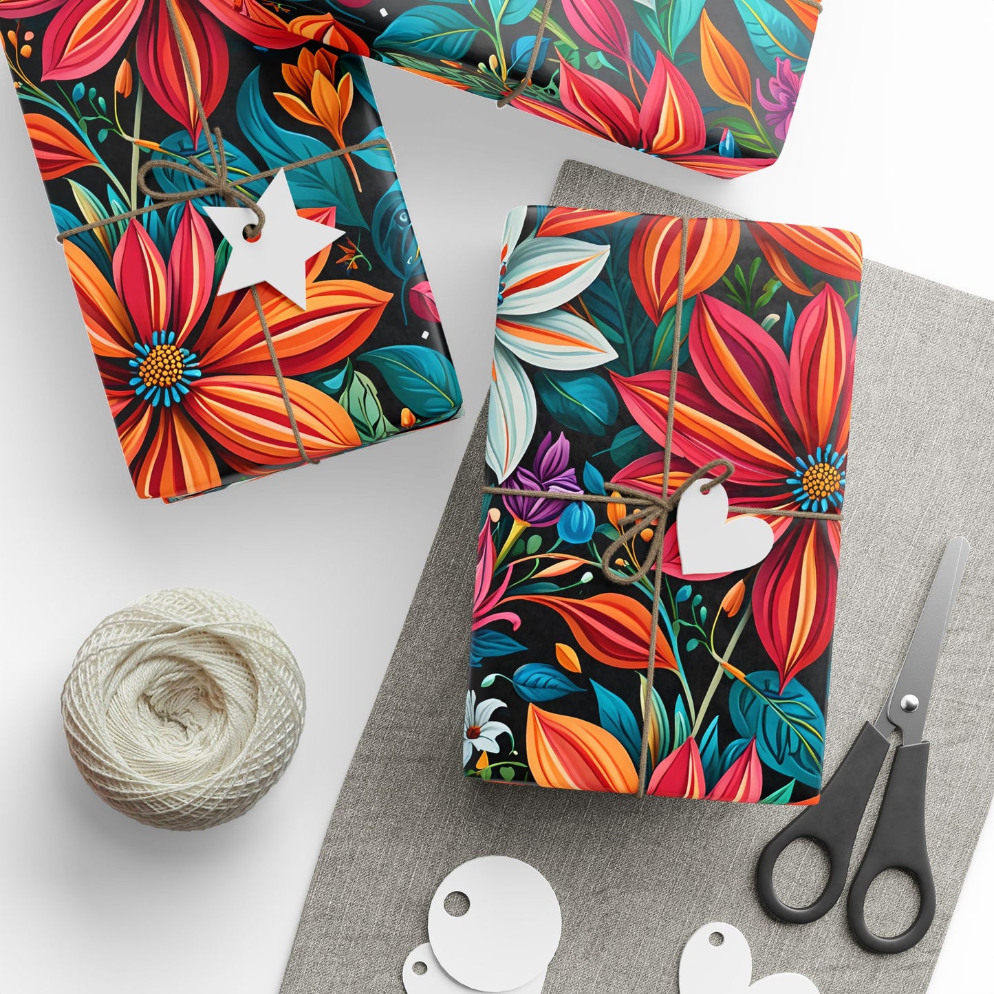 Botanical Bright Floral Design Gift Wrap for Birthdays