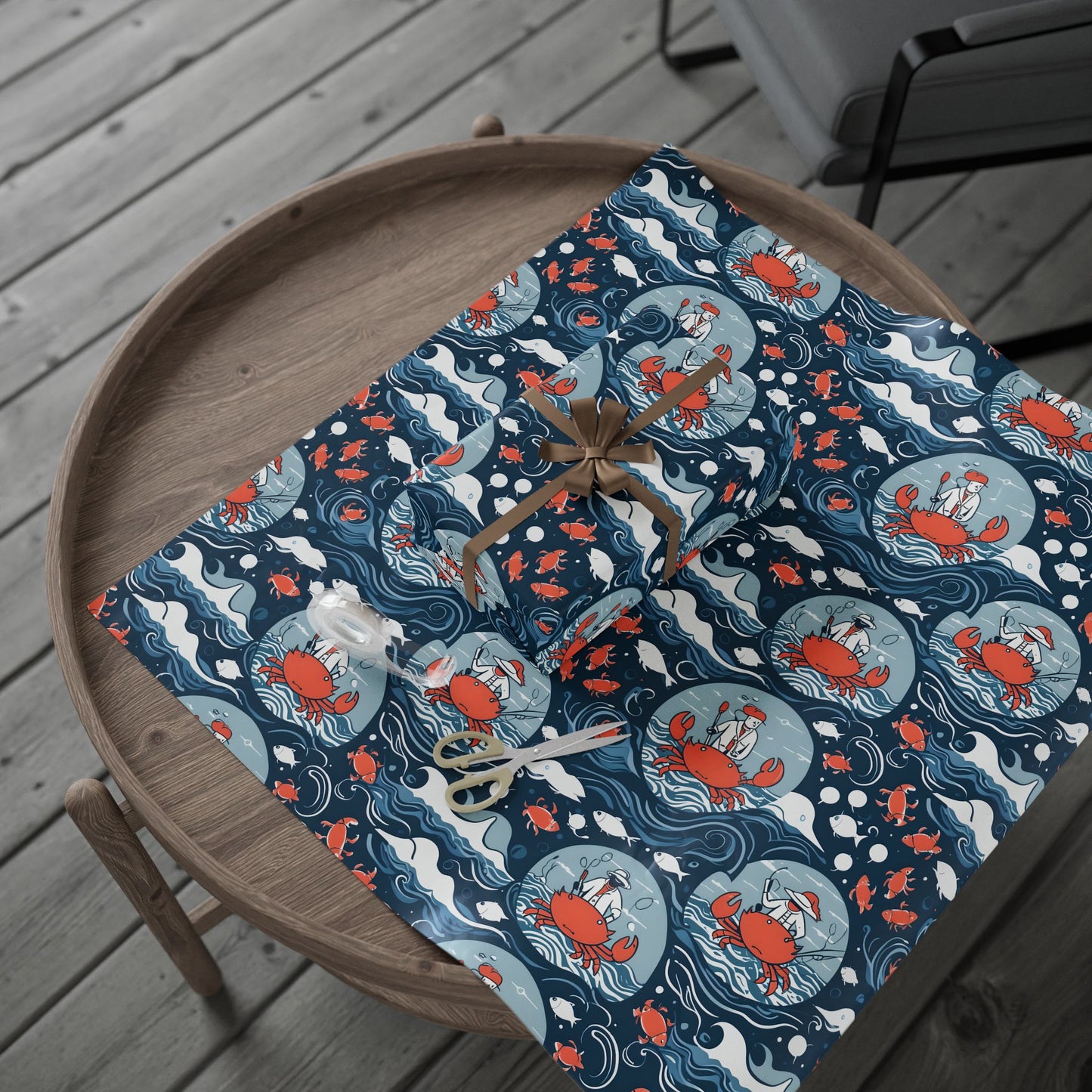 Silly Fisherman Wrapping Paper with Crab Design