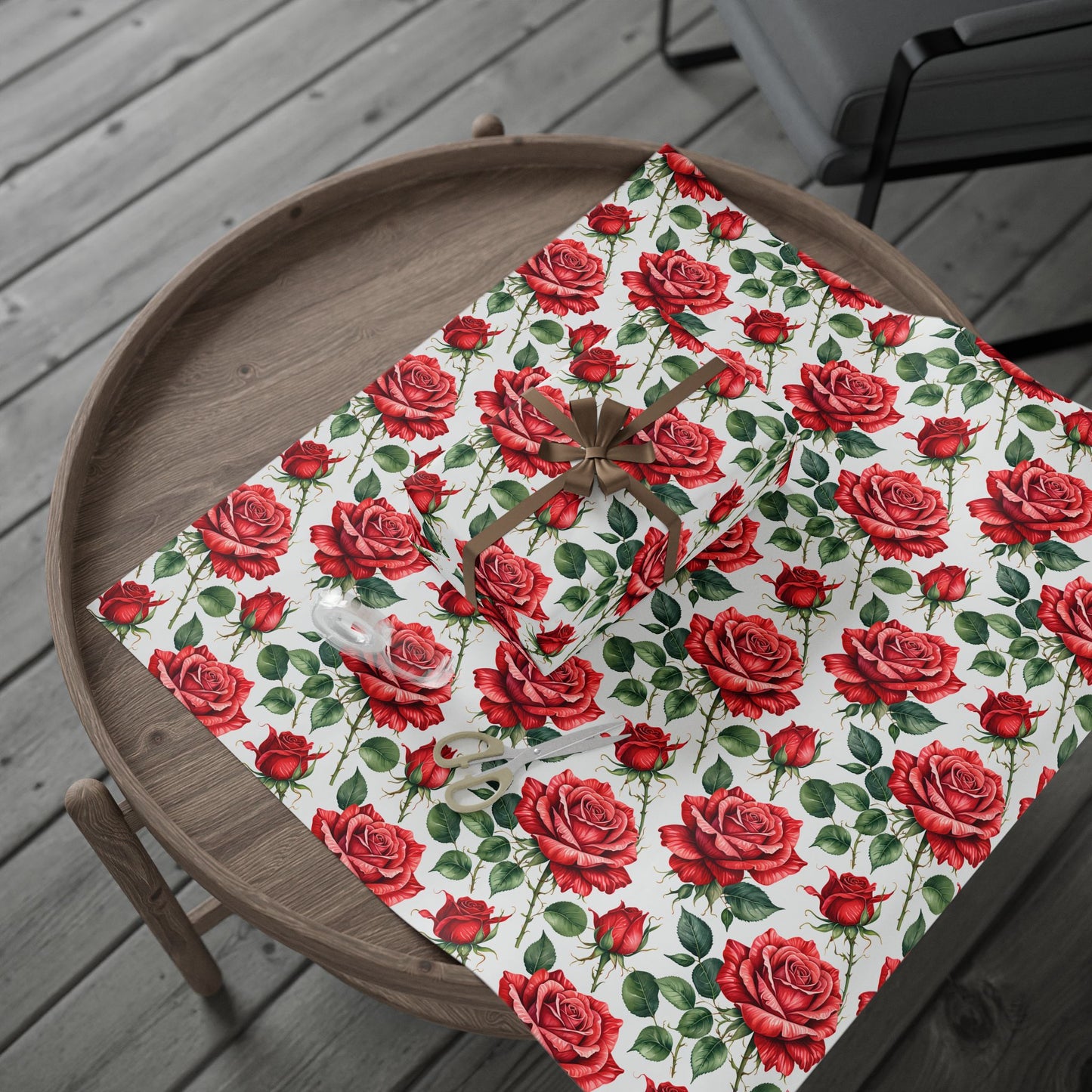 Chic Red Rose Wrapping Paper Roll