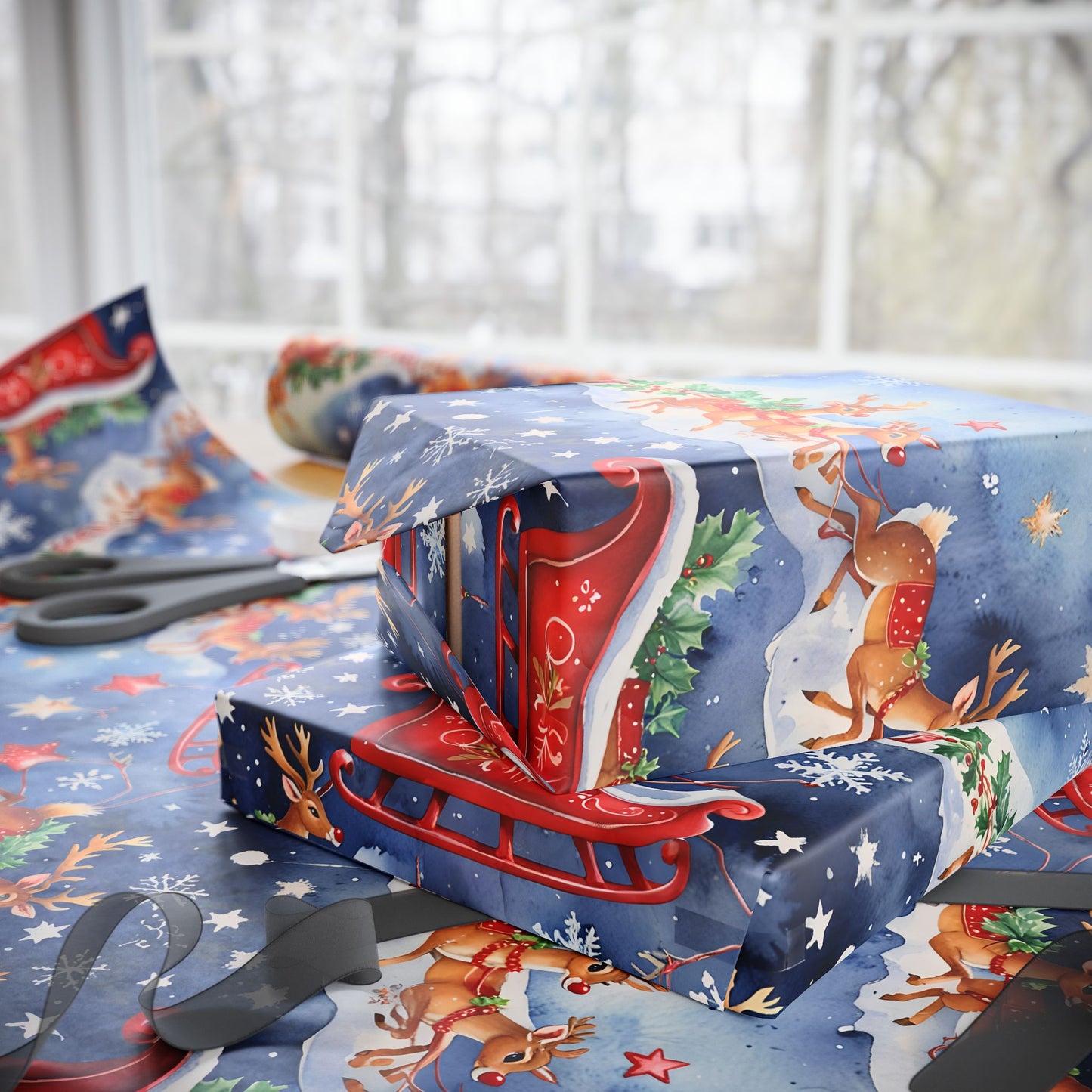 Santas Sleigh Gift Paper