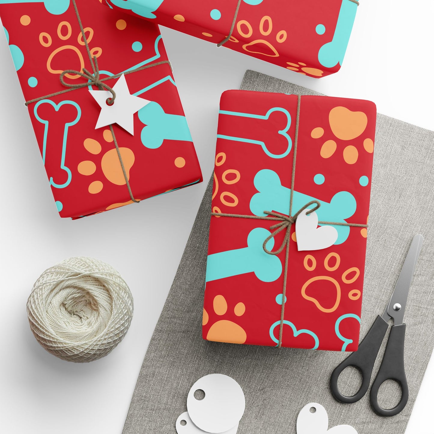 Fetchingly Fun Dog Bone Gift Wrap in Vibrant Red