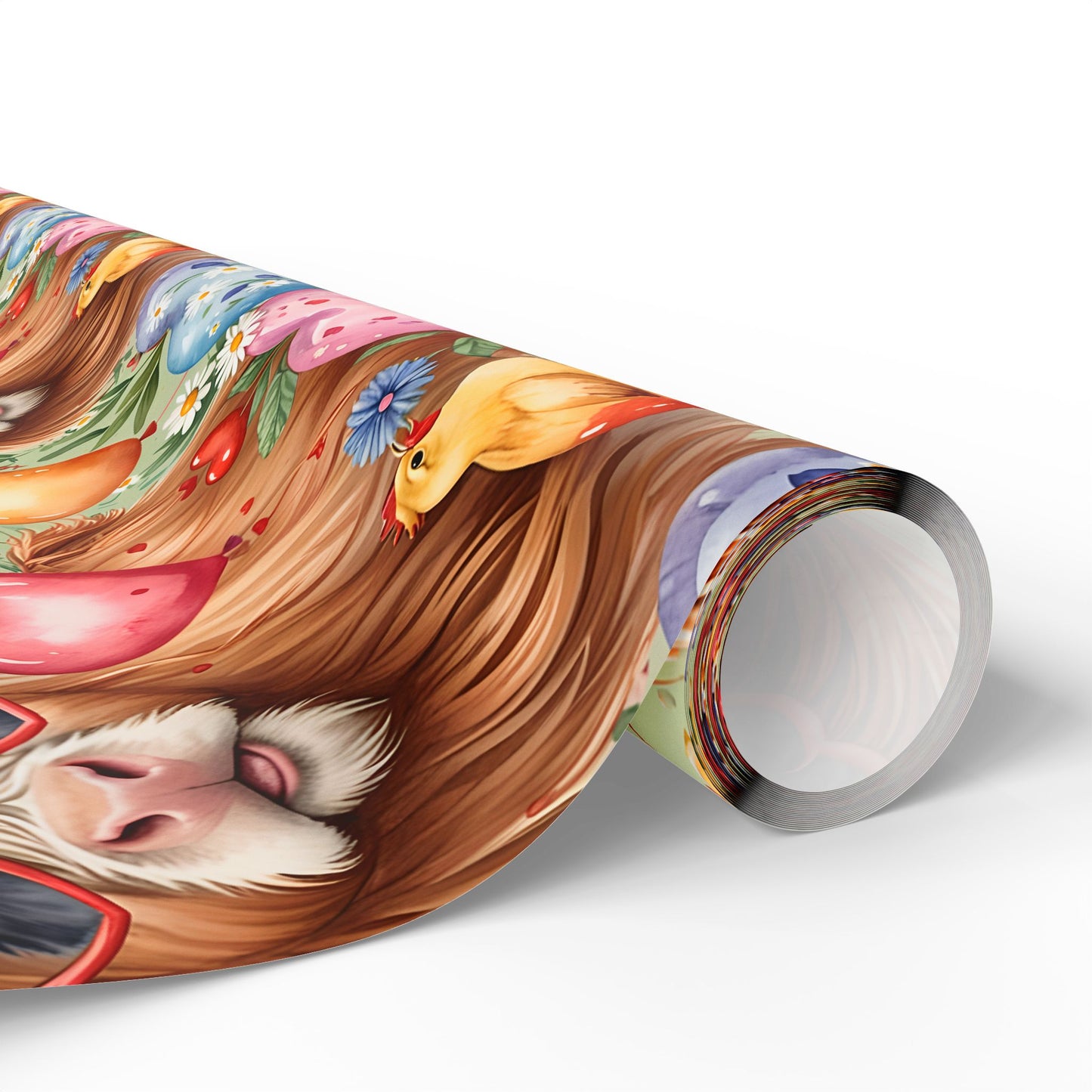 Gift Wrap - Unique Green Highland Cow Design