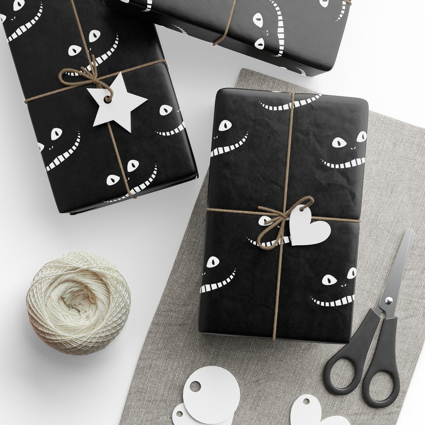 Cheshire Cat Eyes and Smile on Black Paper