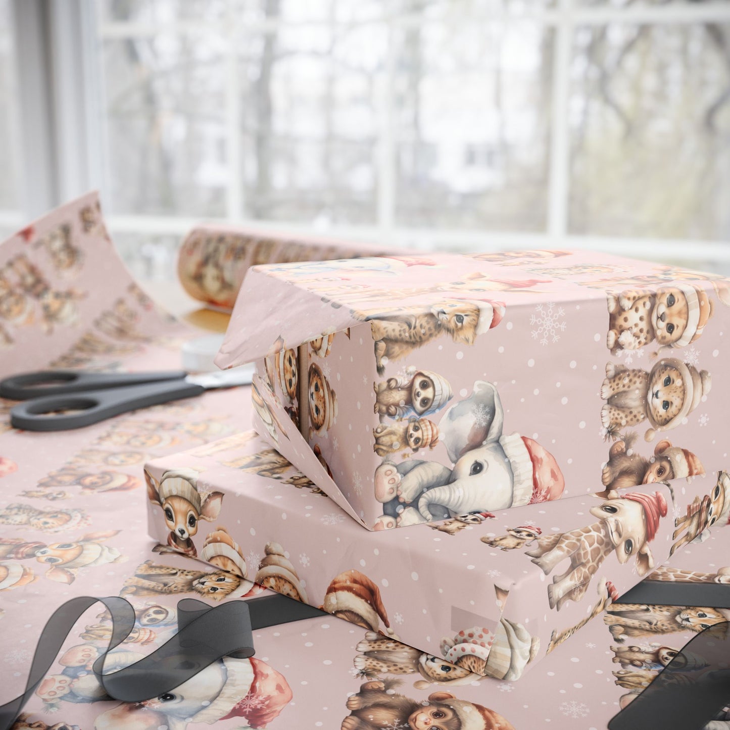 Cute Jungle Animals Winter Wear Gift Wrap