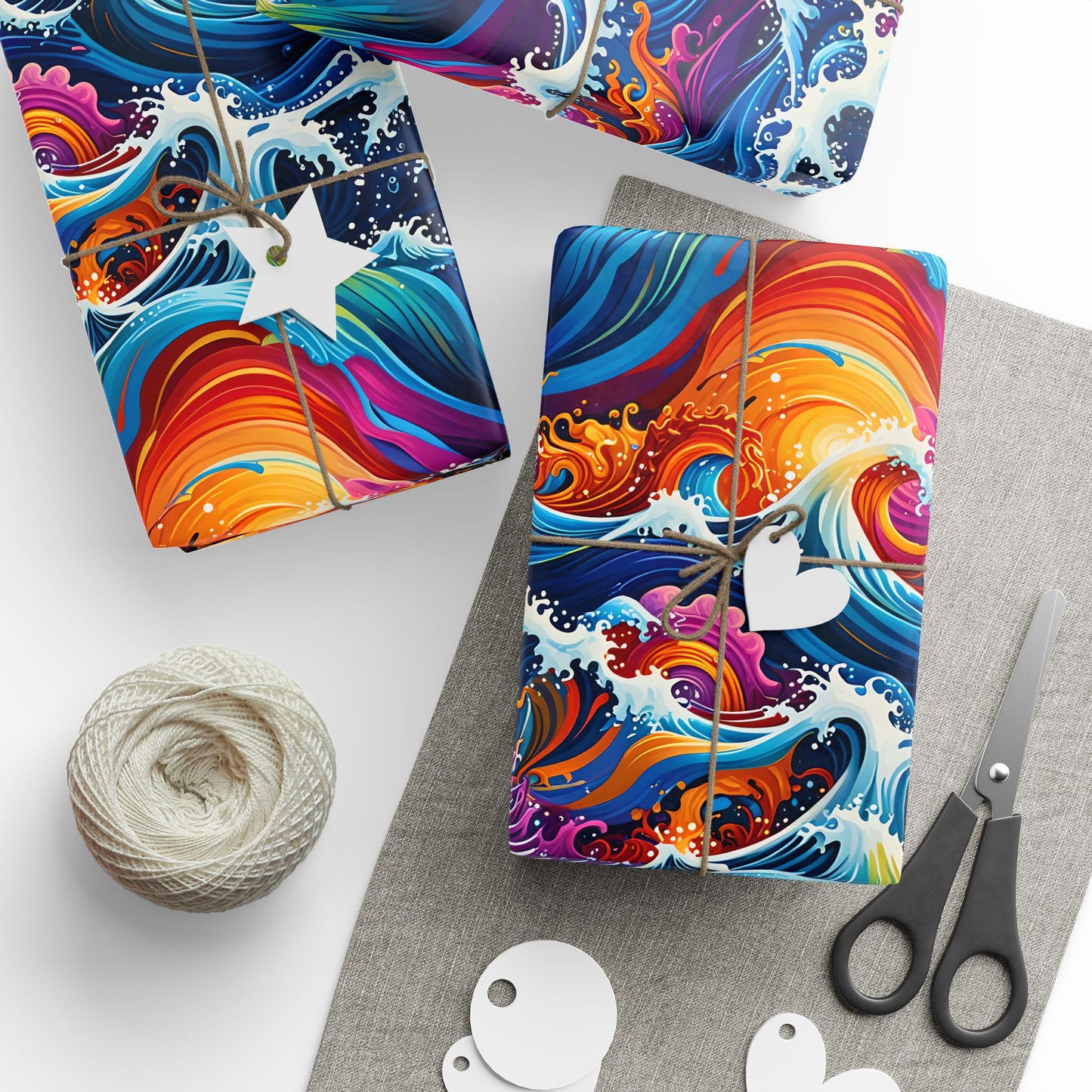 Brightly Colored Ocean Wave Wrapping Papers