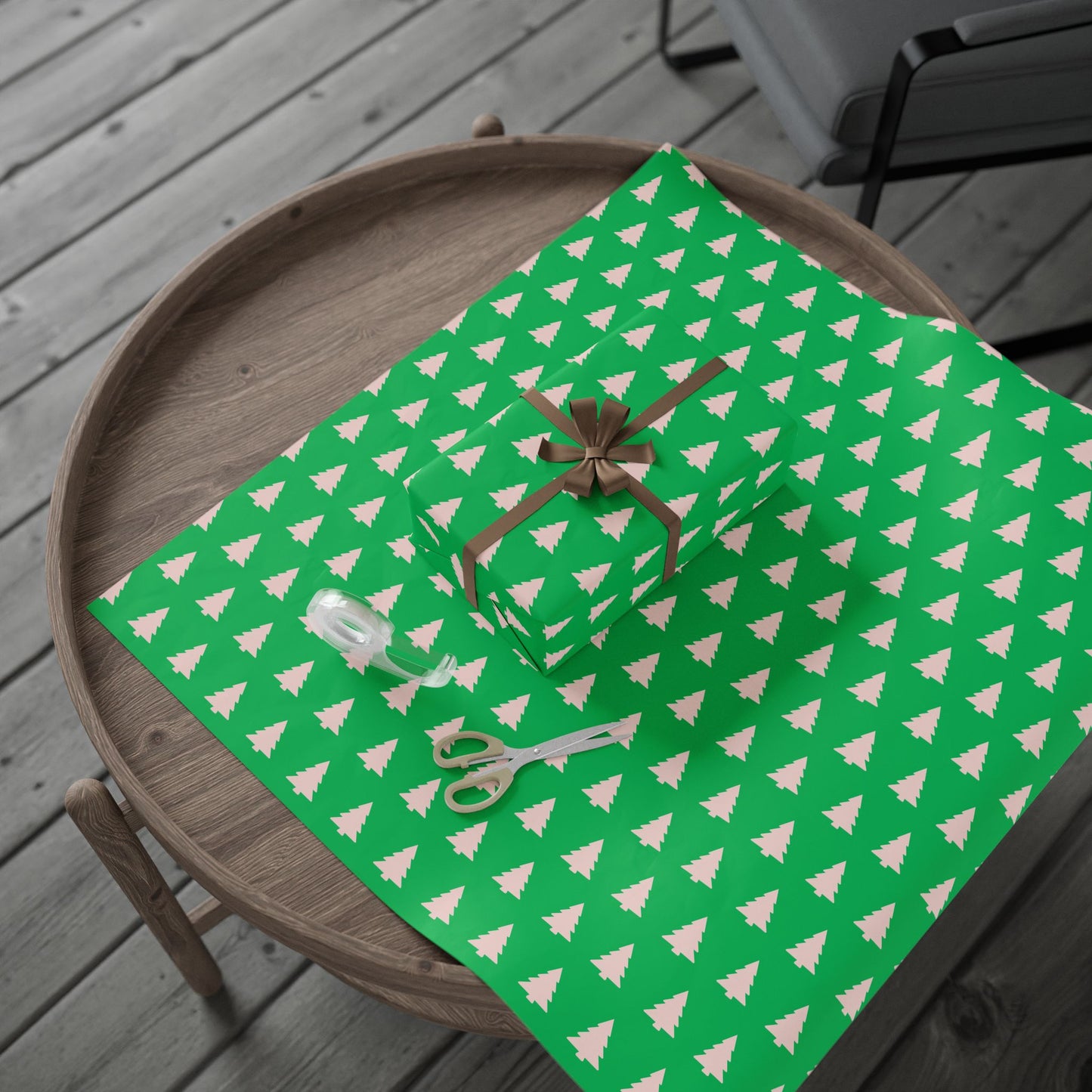 Evergreen Pop – Minimalist Holiday Tree Wrapping Paper