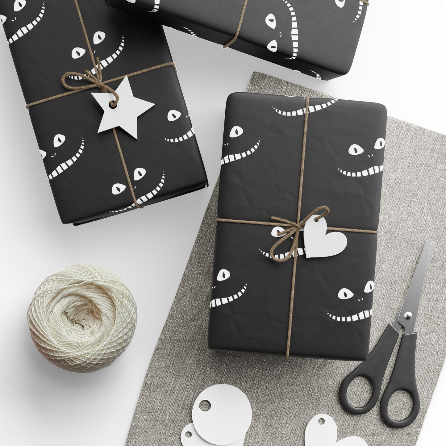 Cheshire Cat Eyes and Smile on Black Paper