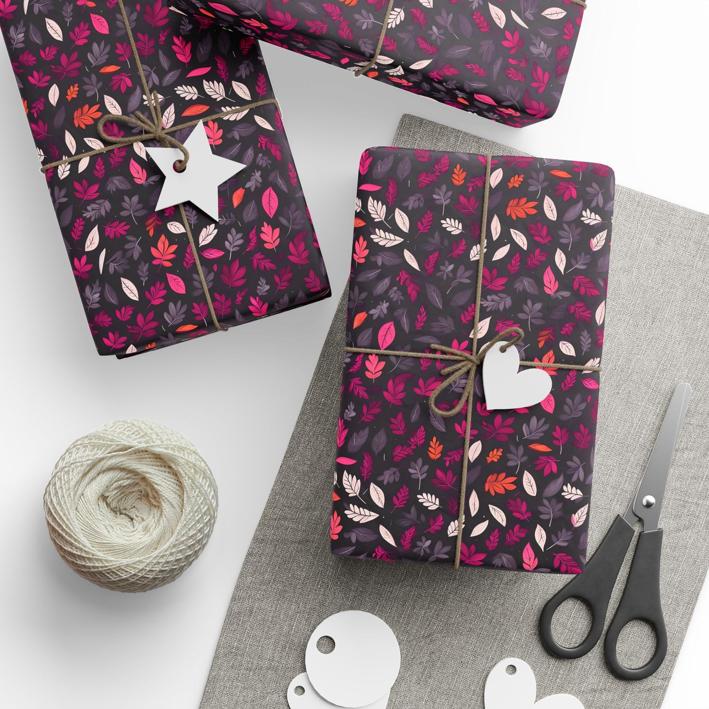 Colorful Pink Leaf Wrapping Paper