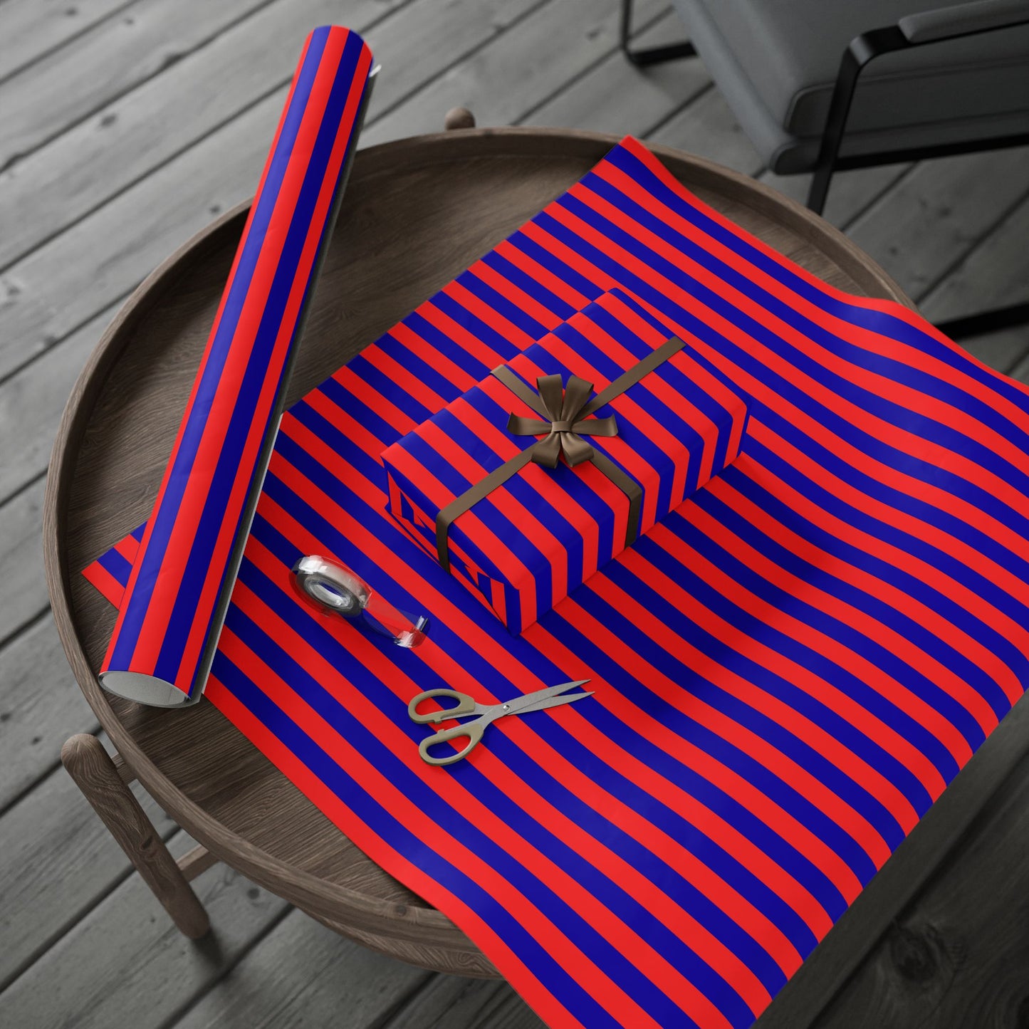 Stripe Hype – Bold Red & Blue Graphic Stripe Wrapping Paper