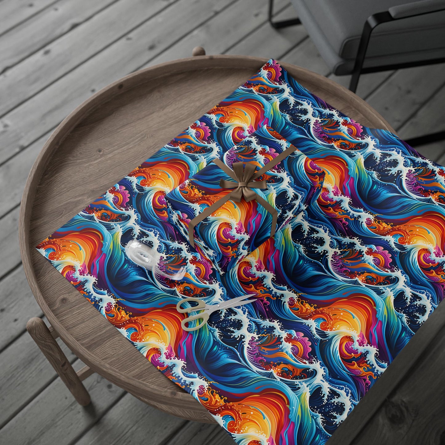 Brightly Colored Ocean Wave Wrapping Papers
