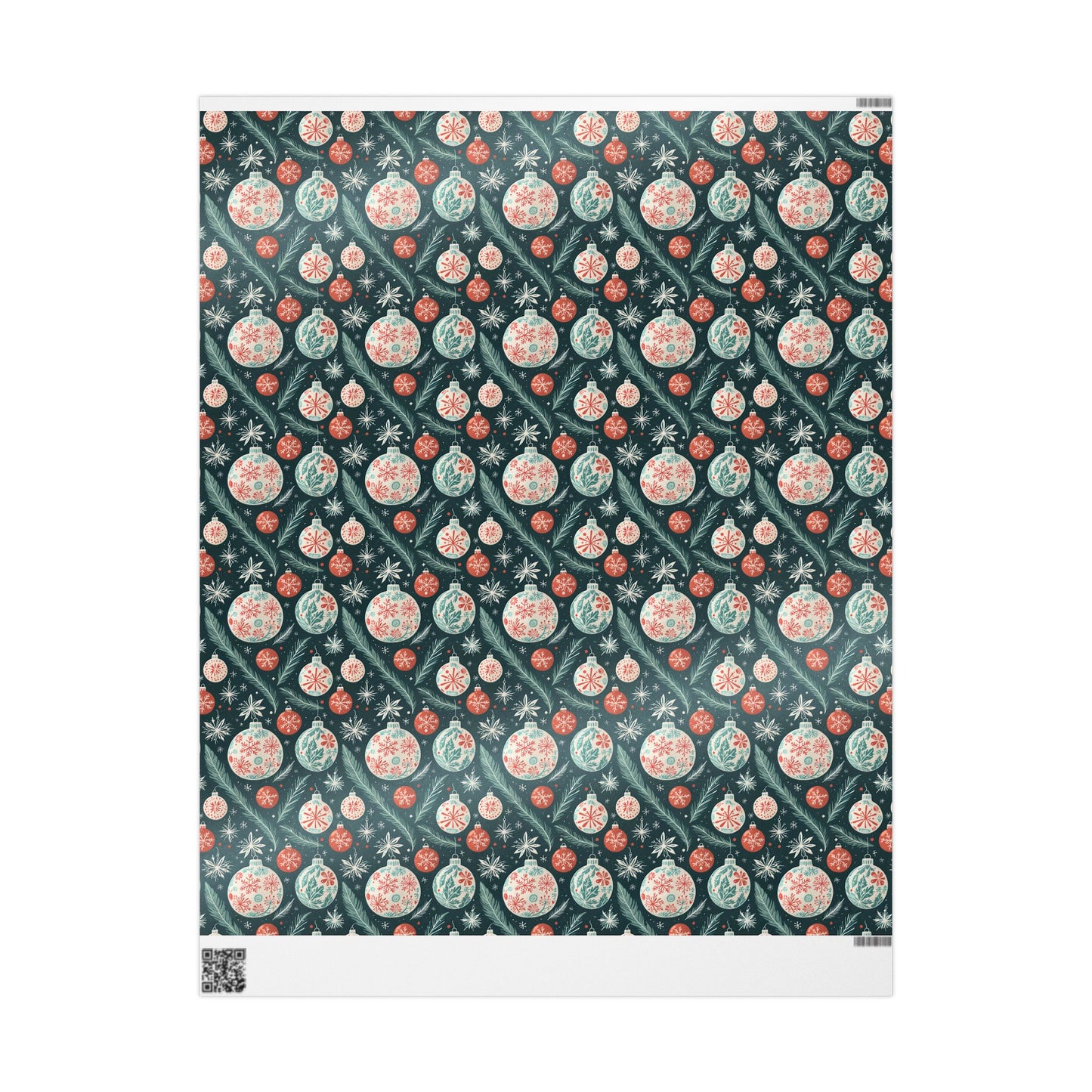 Frosted Evergreen – Retro Ornament & Pine Wrapping Paper