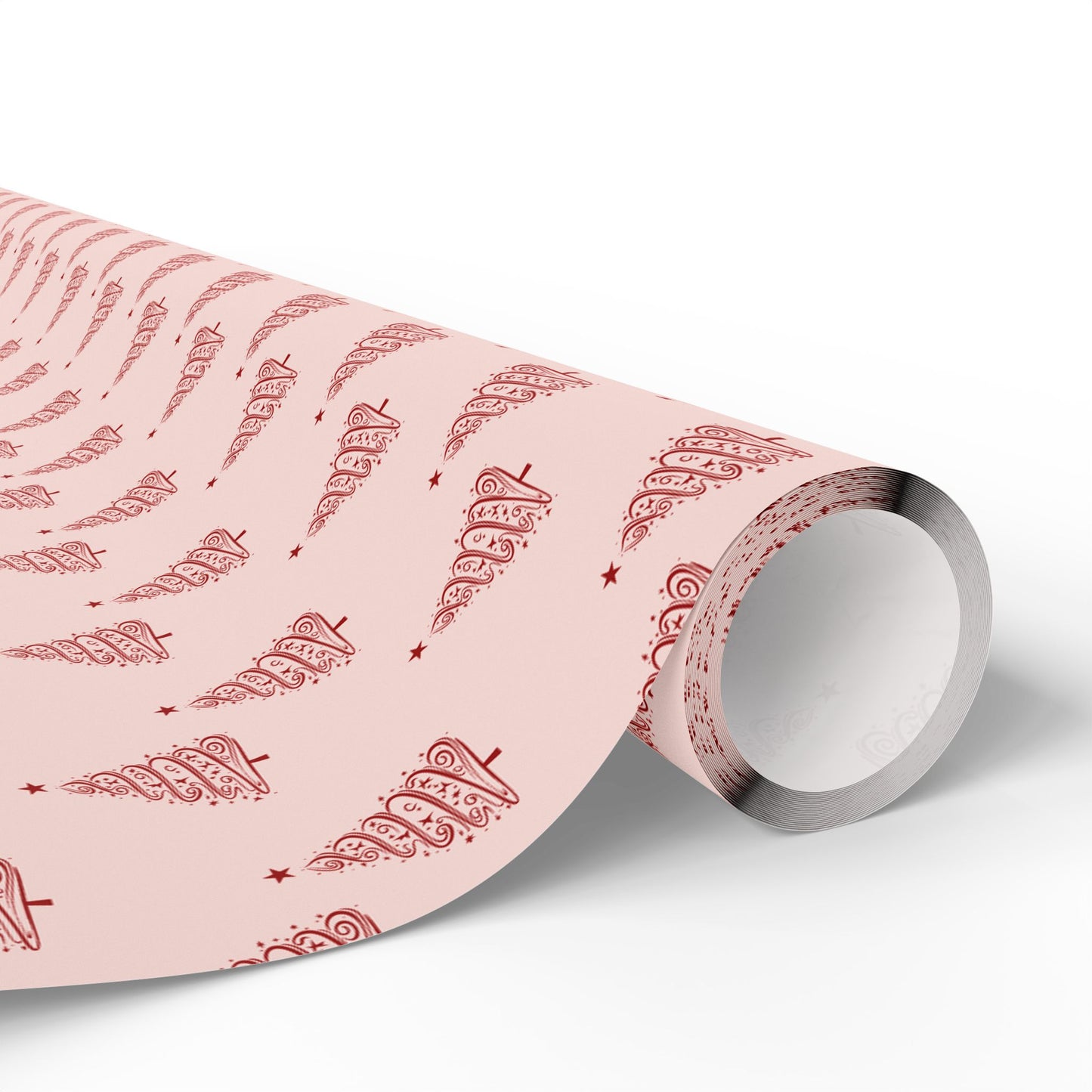 Twinkle Twirl – Pink & Red Swirl Tree Wrapping Paper